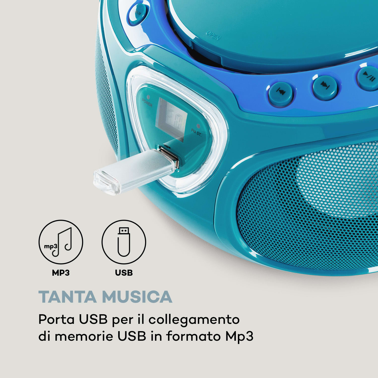 Roadie CD Boombox, radio FM, giochi di luci, lettore CD, Bluetooth 5.0 