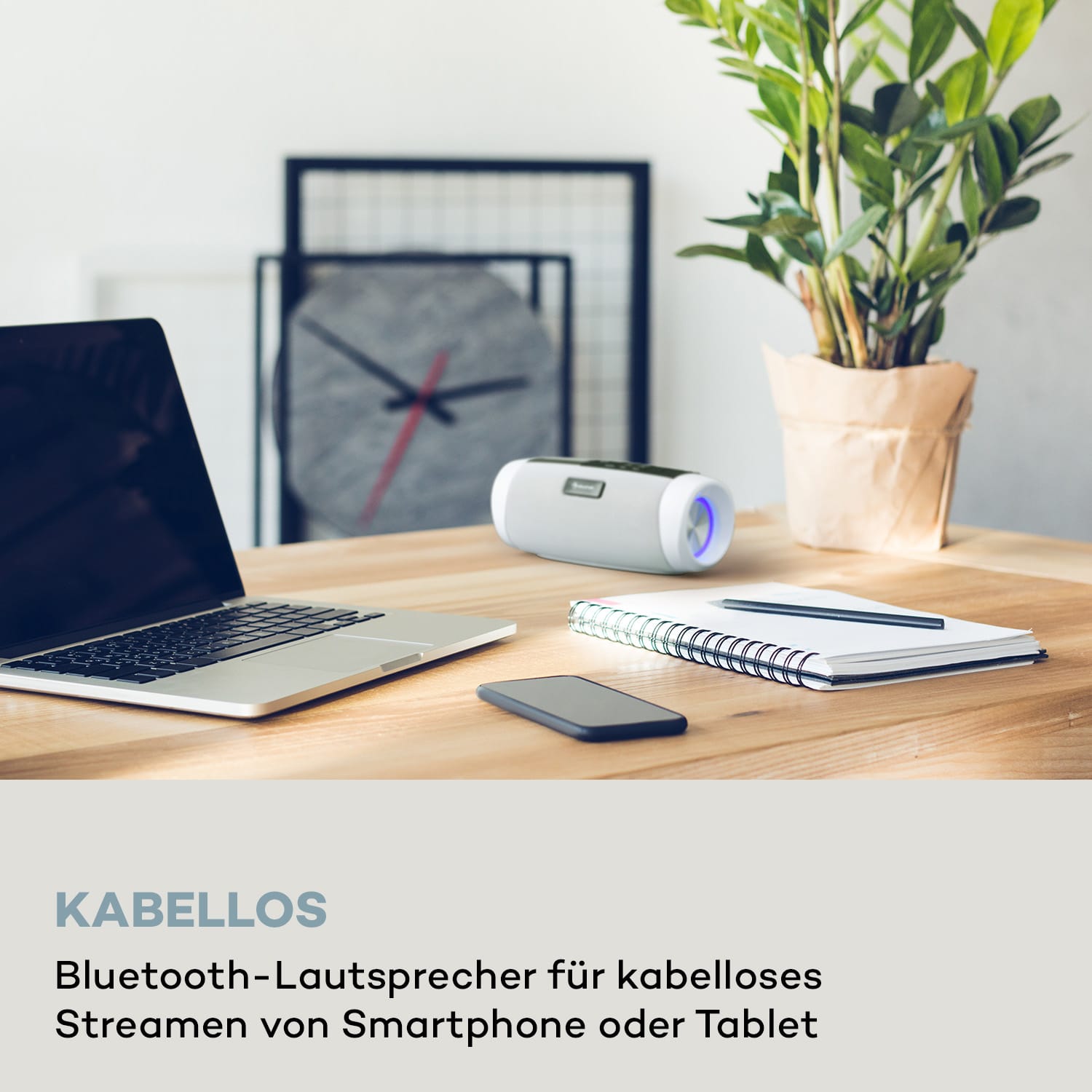 Blaster DAB Radio tragbarer Bluetooth-Lautsprecher DAB/DAB+/FM Akku LCD Weiß