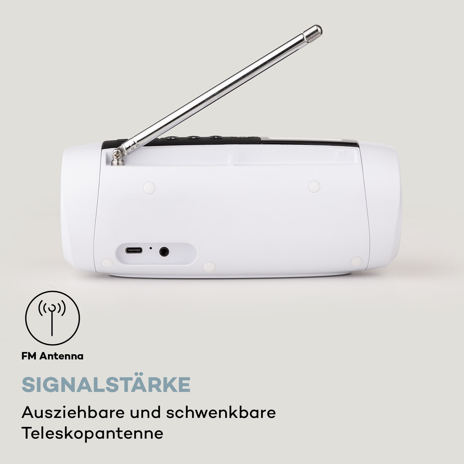 Blaster DAB Radio tragbarer Bluetooth-Lautsprecher DAB/DAB+/FM Akku LCD Weiß
