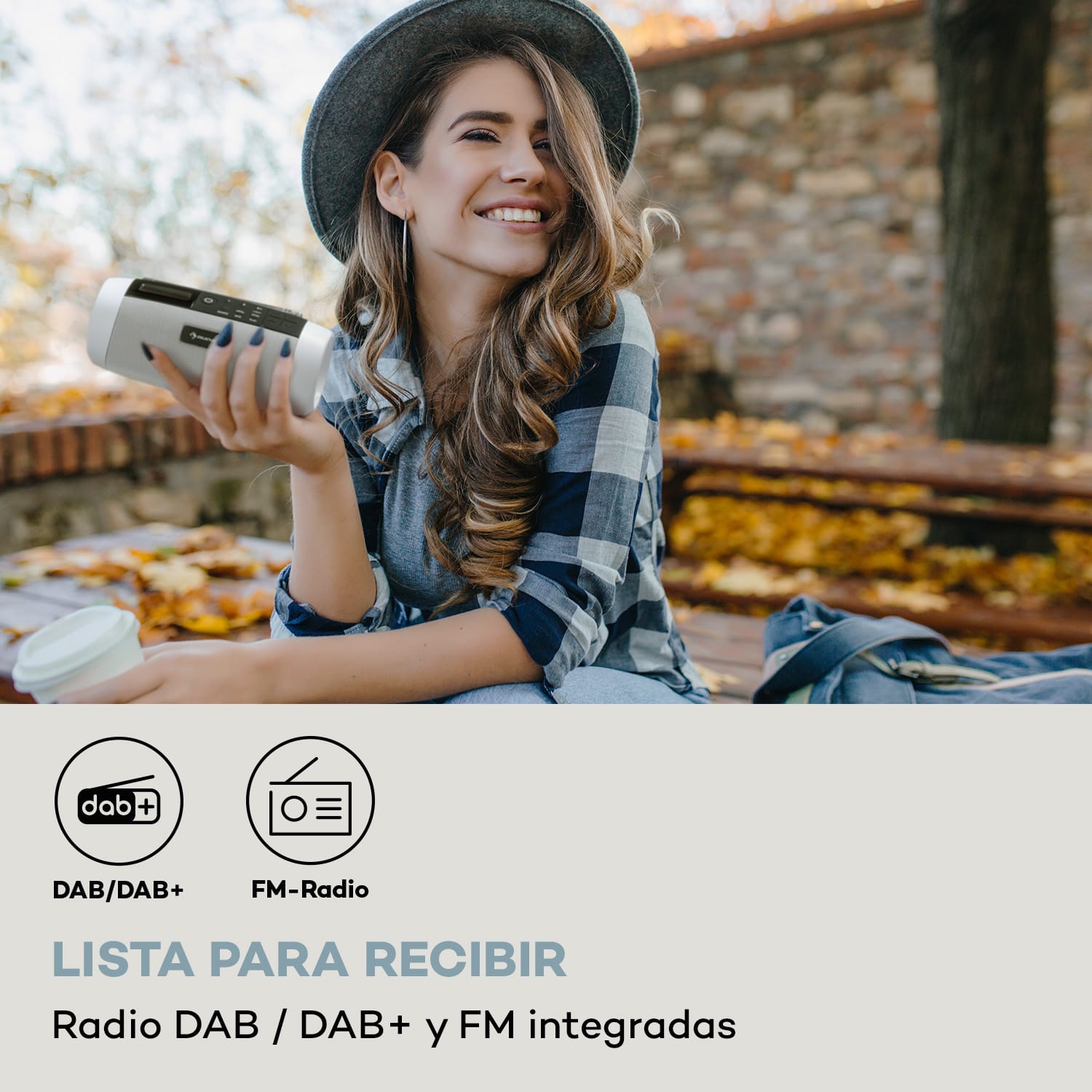 Blaster DAB Radio altavoz portátil con Bluetooth DAB/DAB+/FM batería LCD Blanco
