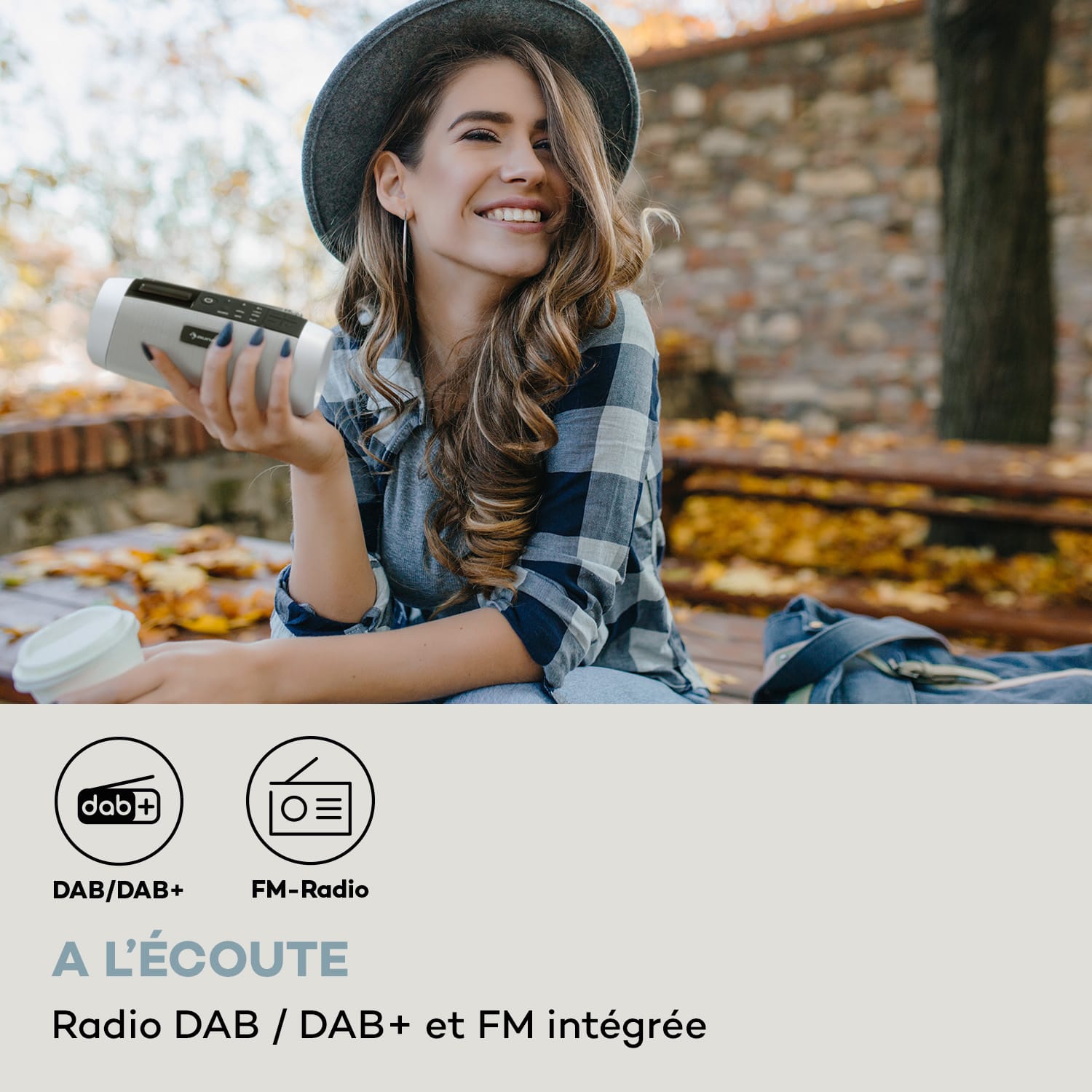 Blaster DAB-radio draagbare Bluetooth-luidspreker DAB/DAB+/FM batterij LCD Wit