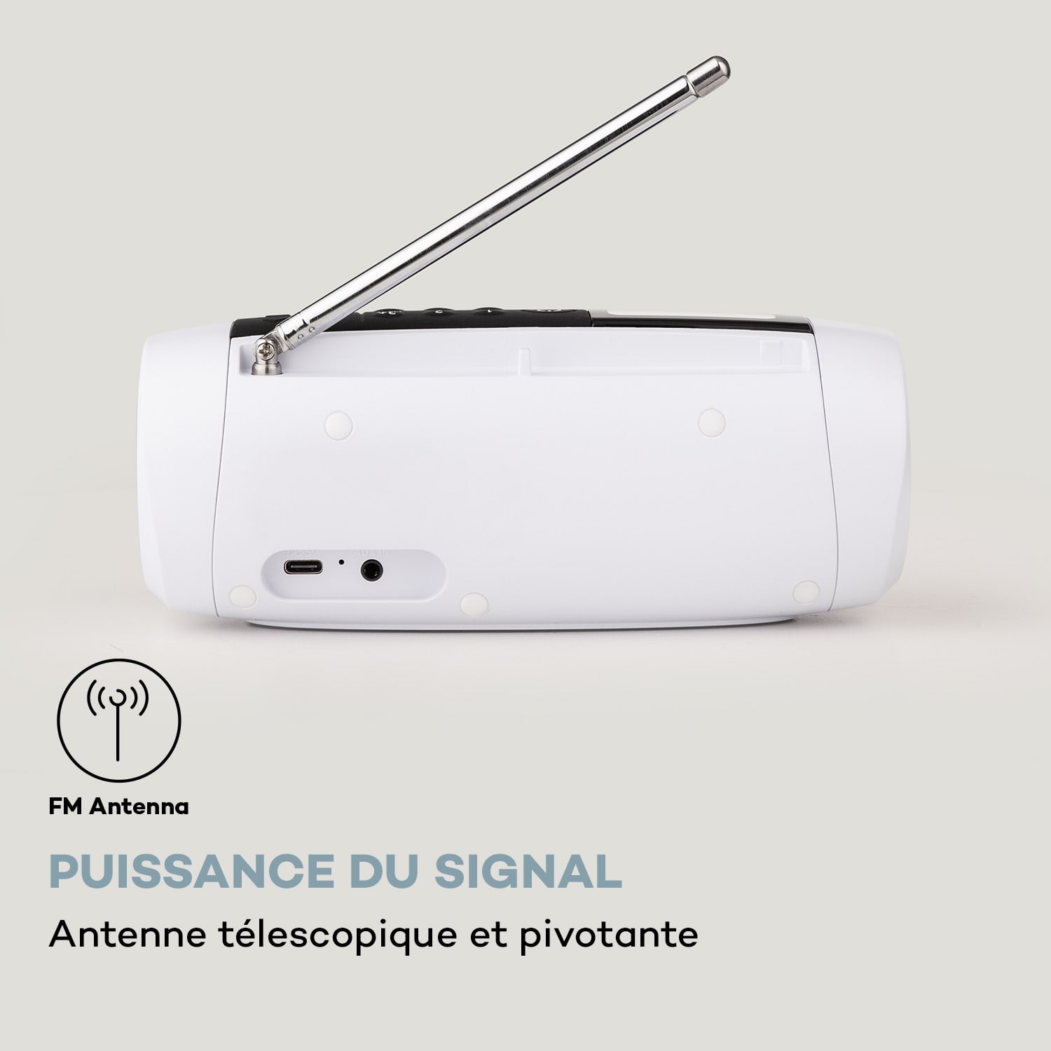 Blaster DAB-radio draagbare Bluetooth-luidspreker DAB/DAB+/FM batterij LCD Wit