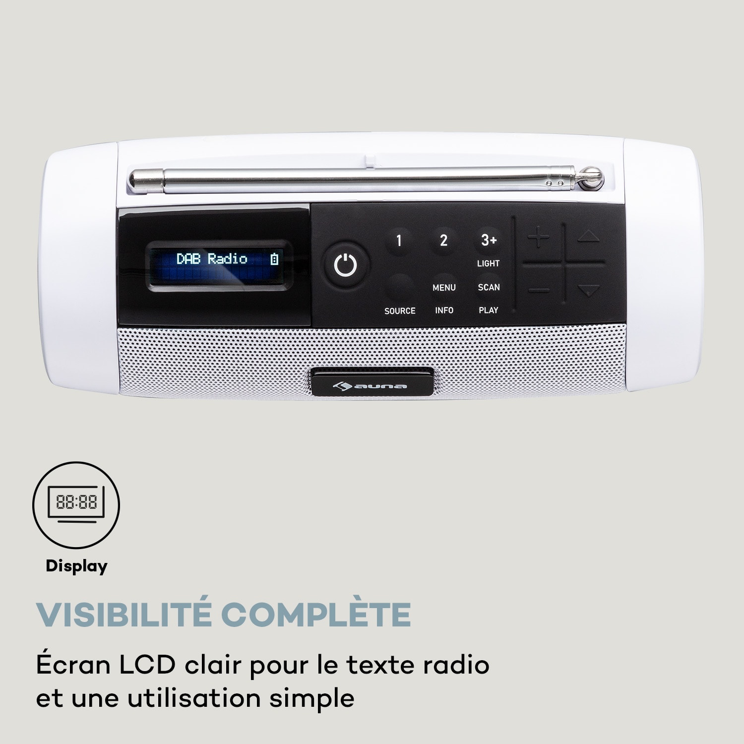 Blaster DAB-radio draagbare Bluetooth-luidspreker DAB/DAB+/FM batterij LCD Wit