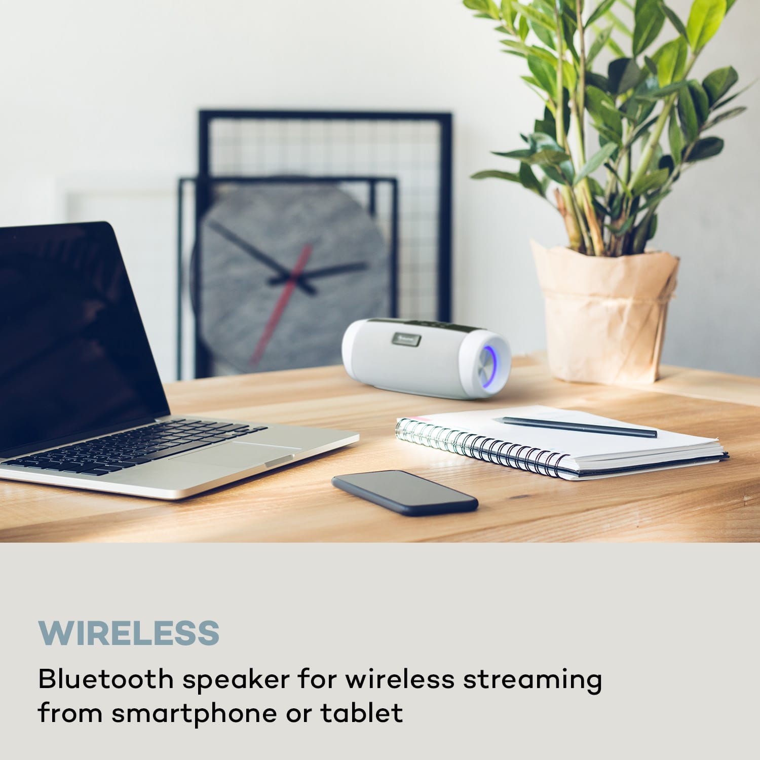 Blaster DAB, głośnik przenośny z radiem, Bluetooth, DAB/DAB+/FM, akumulator, LCD Biały