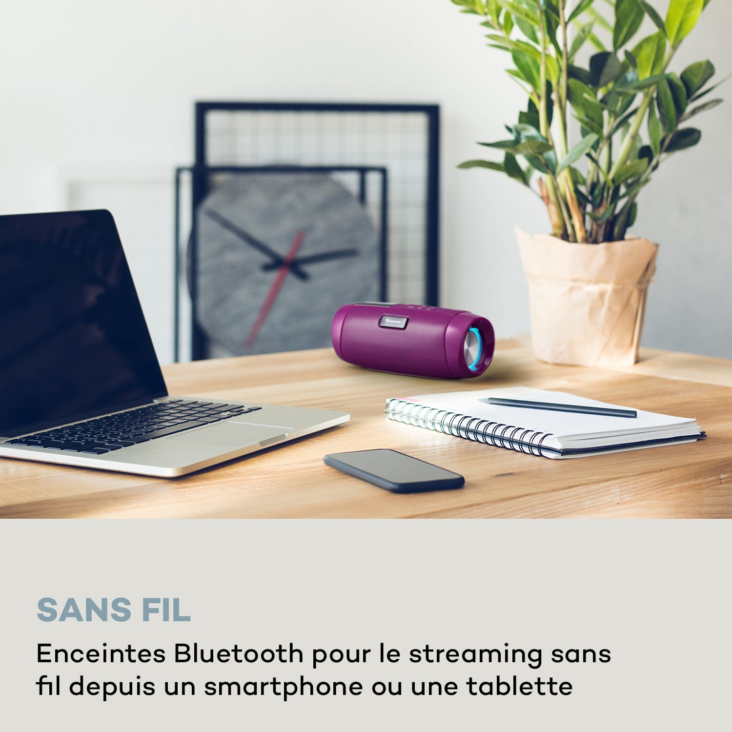 Blaster Radio DAB enceinte portable Bluetooth DAB/DAB+/FM batterie LCD Rose Orchidée