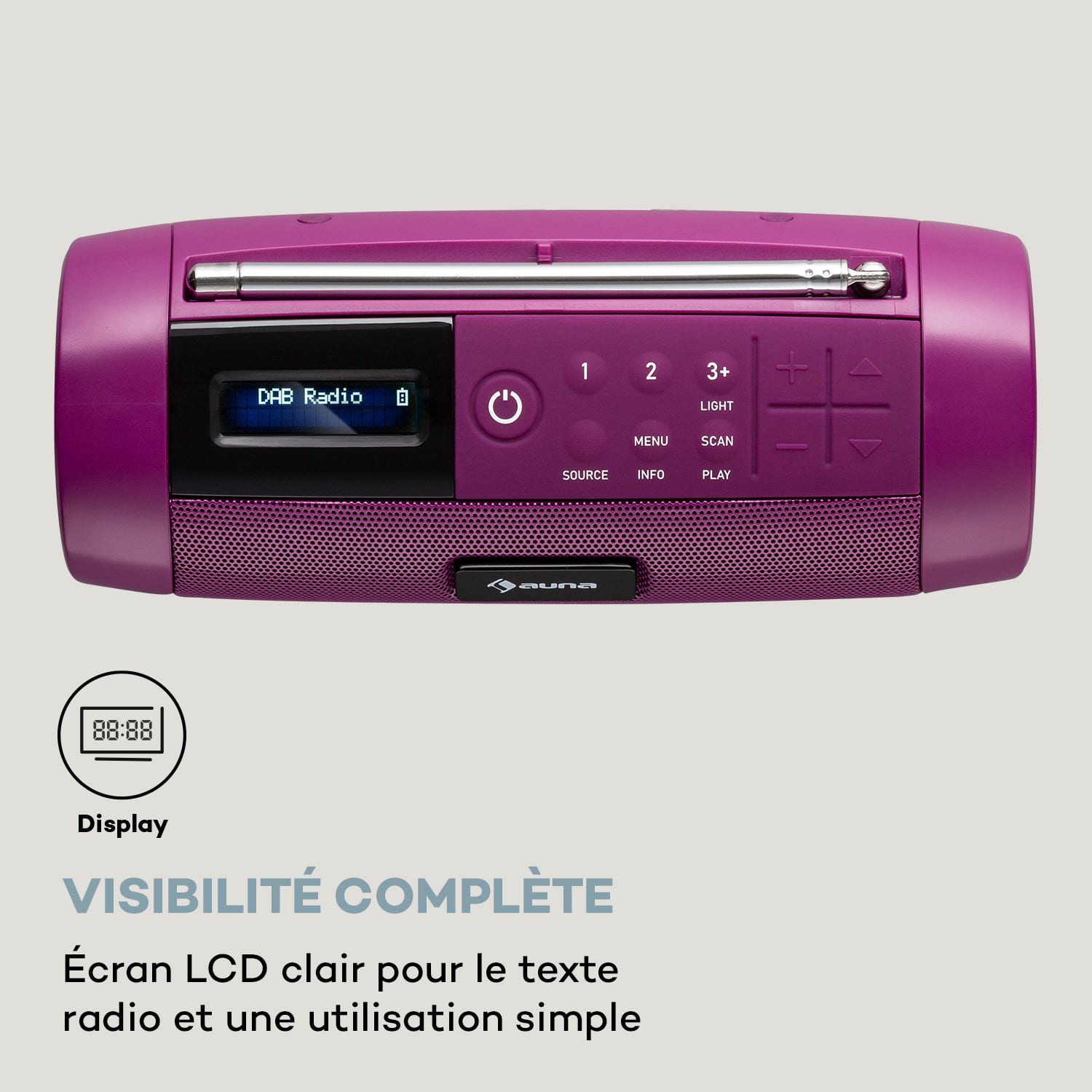 Blaster Radio DAB enceinte portable Bluetooth DAB/DAB+/FM batterie LCD Rose Orchidée