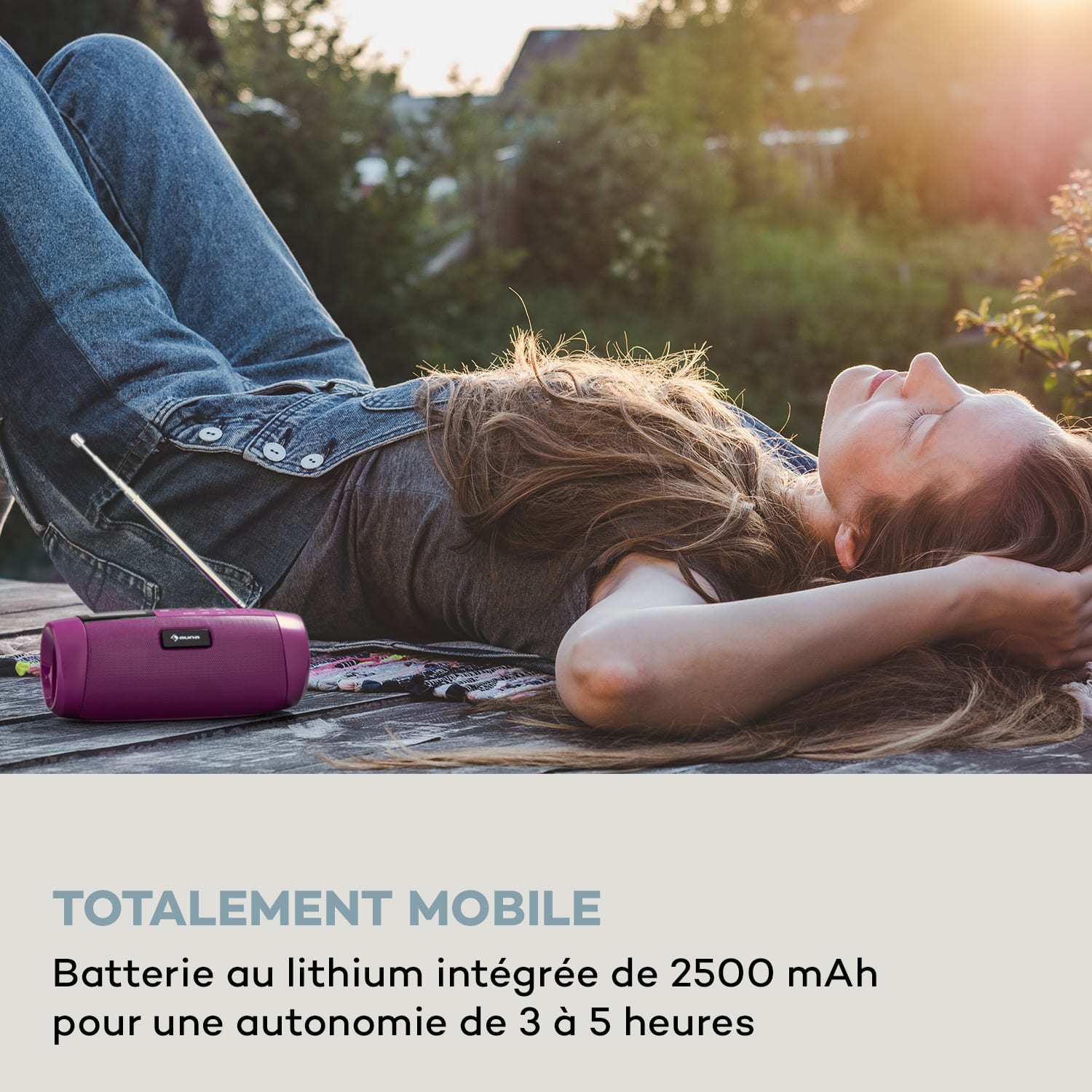 Blaster Radio DAB enceinte portable Bluetooth DAB/DAB+/FM batterie LCD Rose Orchidée