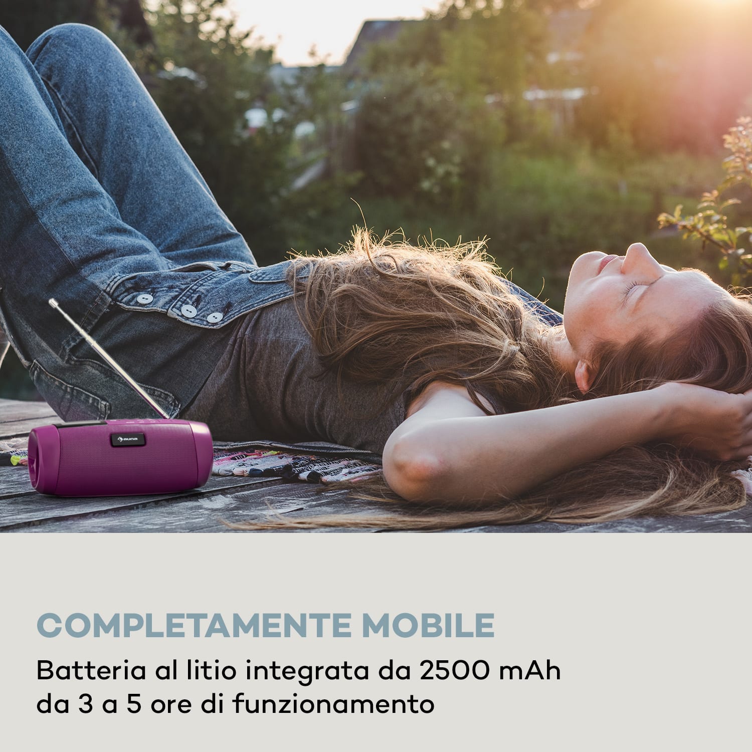 Blaster DAB - Cassa Bluetooth portatile, con radio DAB/DAB+/FM, batteria, LCD Rosa orchidea