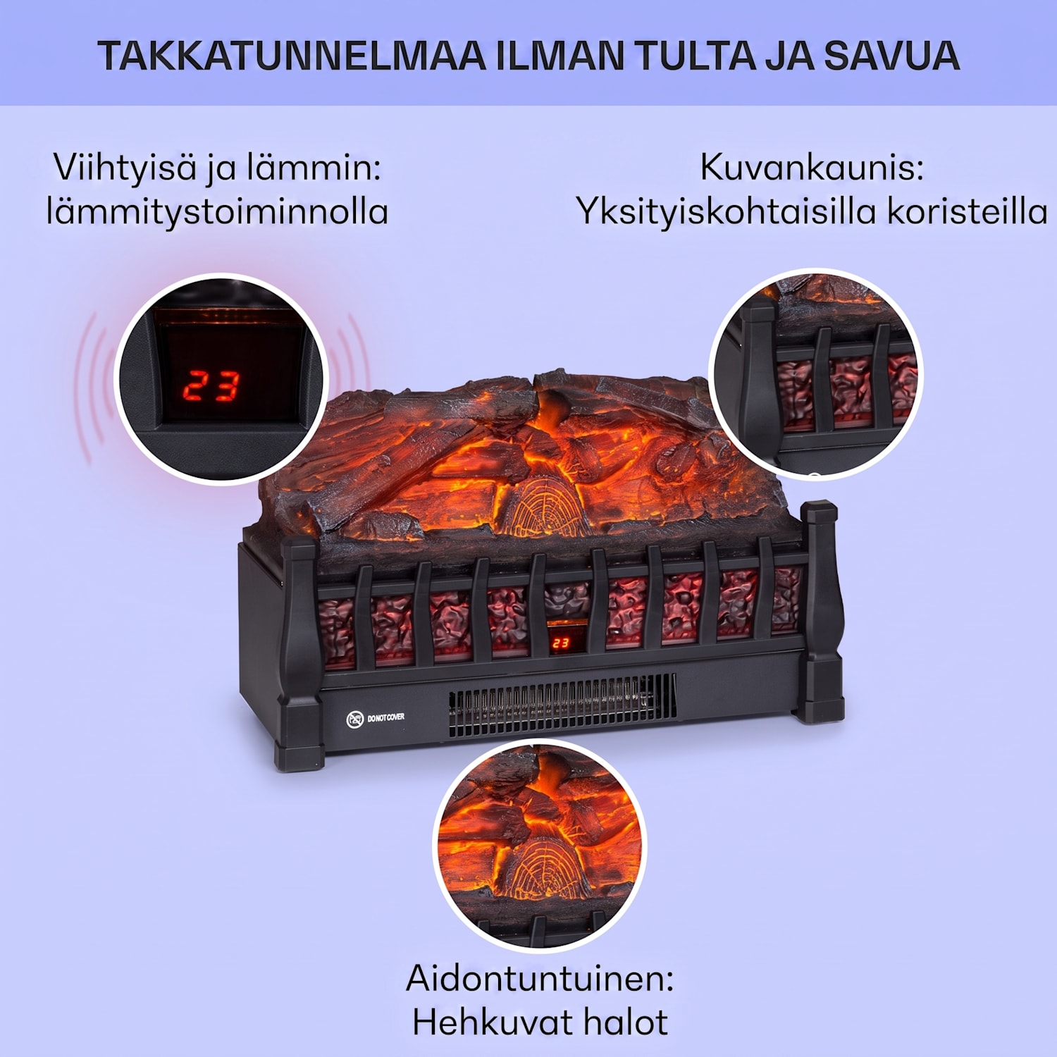 Kamini FXL 2G sähkötakka takan sisus 1800 W LED-3D-liekkijäljitelmä Musta