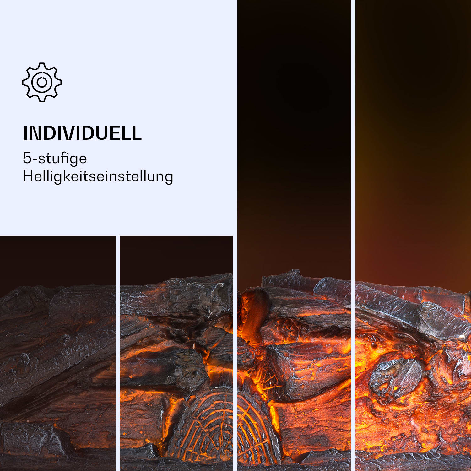 Kamini FXL 2G Elektrischer Kamin Kamineinsatz 1800 W LED-3D-Flammenillusion Antik-Schwarz