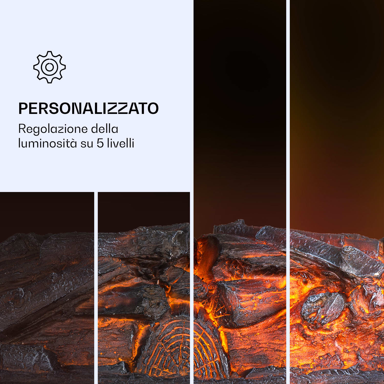 Kamini FXL 2G camino elettrico, inserto per camino, 1800 W, effetto fiamma 3D a LED Nero antico