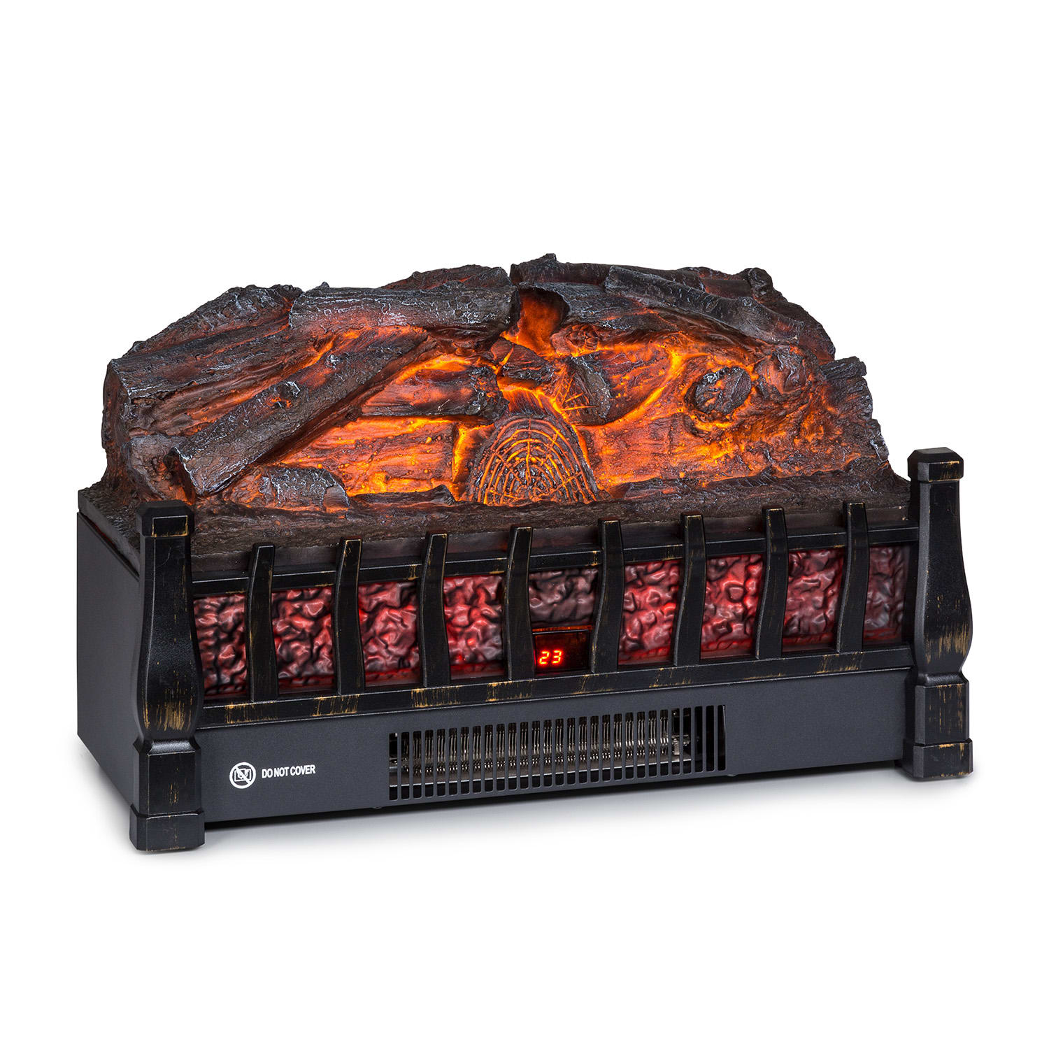 Kamini FXL 2G Electric Fireplace Insert 1800 W LED 3D Flame Illusion Antique Black
