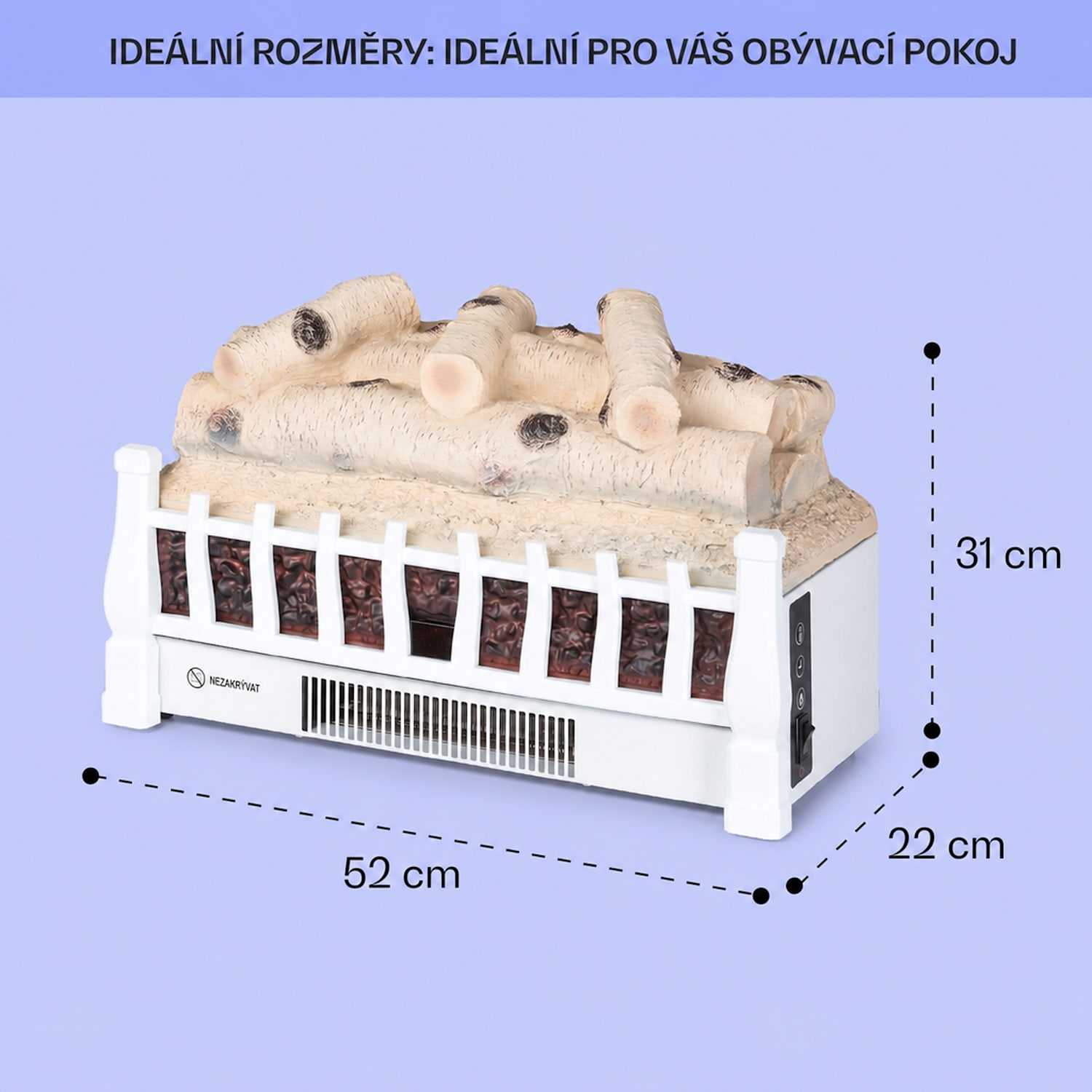 Kamini FXL 2G, elektrický krb, krbová vložka, 1800 W, 3D LED iluze plamene, bílý Bílá