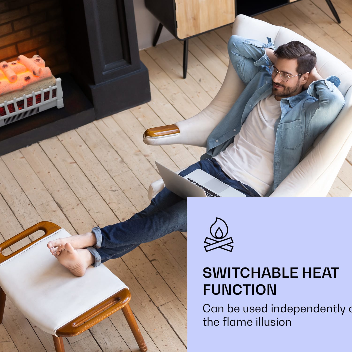 Kamini FXL 2G elektrische haard haardinzet 1800 W led 3D vlammenillusie 