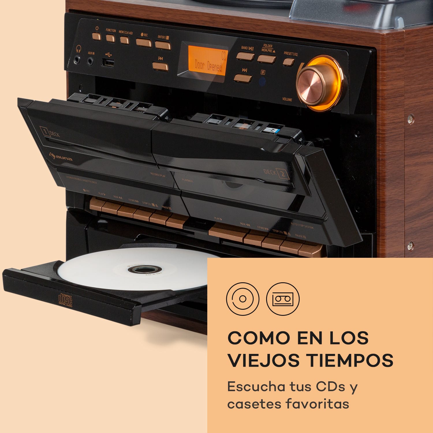 388-DAB+ Equipo estéreo 20 W máx. Vinilo CD Casete Bluetooth FM/DAB+ USB SD 