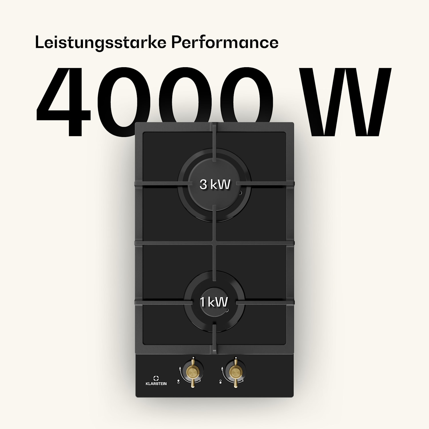 Victoria Domino Gaskochfeld 2-flammig Sabaf-Brenner Glaskeramik Retro-Look  30 cm | Glas | Schwarz