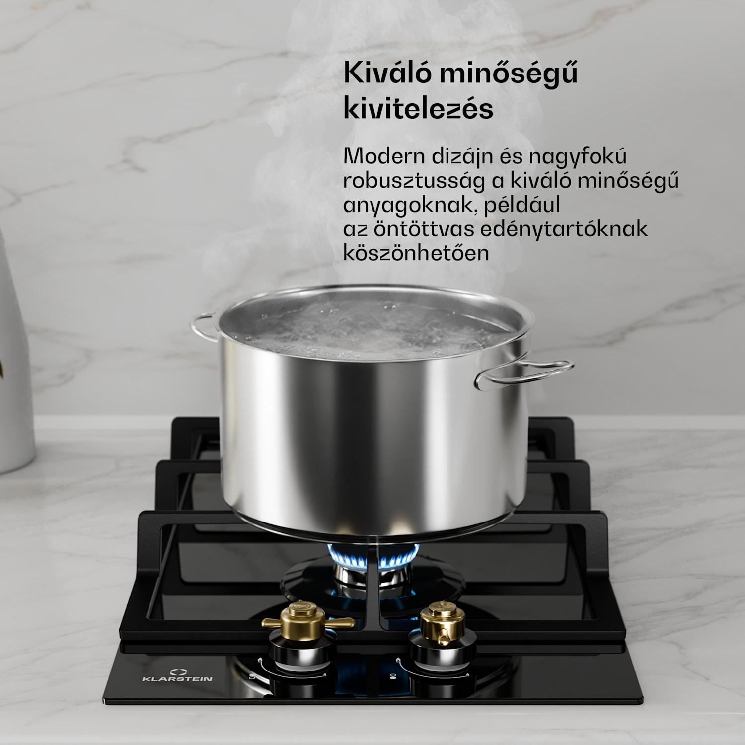 Victoria Domino, gáz főzőlap, 2 Sabaf égő, üvegkerámia, retró design 30 cm | Üveg | Fekete