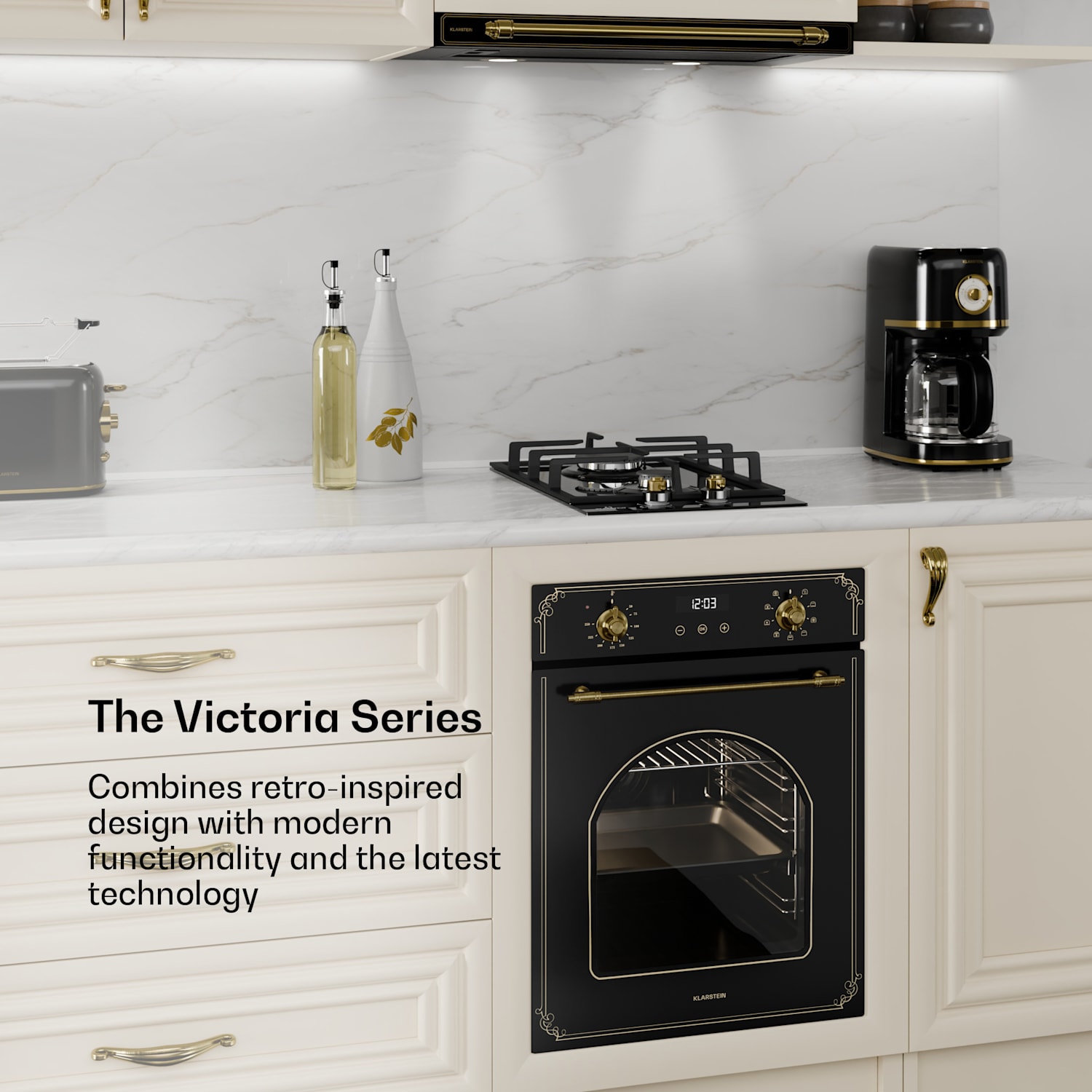 Fogão a gás Victoria Domino 2 chamas, queimador Sabaf vitrocerâmica aspeto retro  30 cm | Vidro | Preto