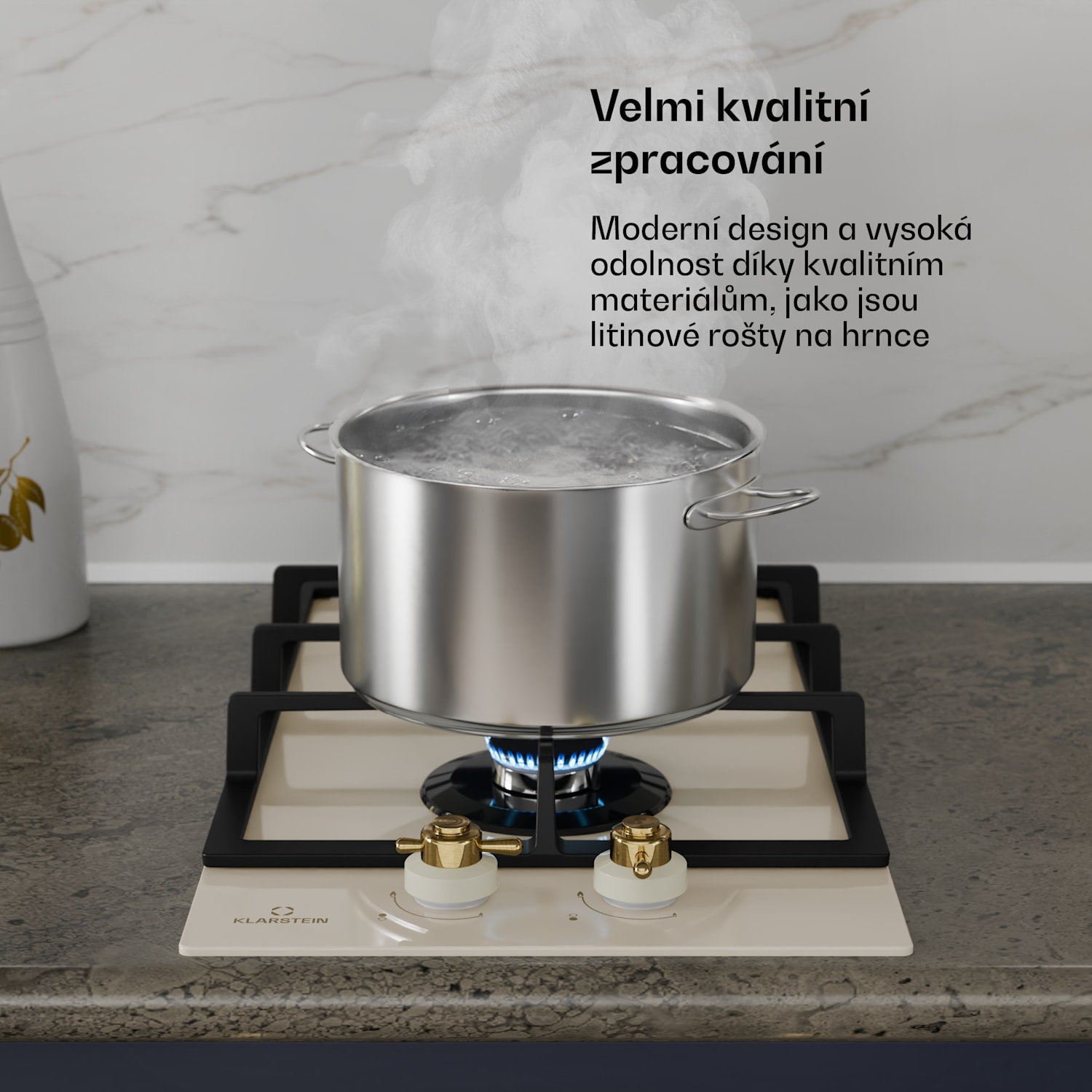 Victoria Domino, plynová varná deska, 2 hořáky Sabaf, sklokeramická deska, retro design 