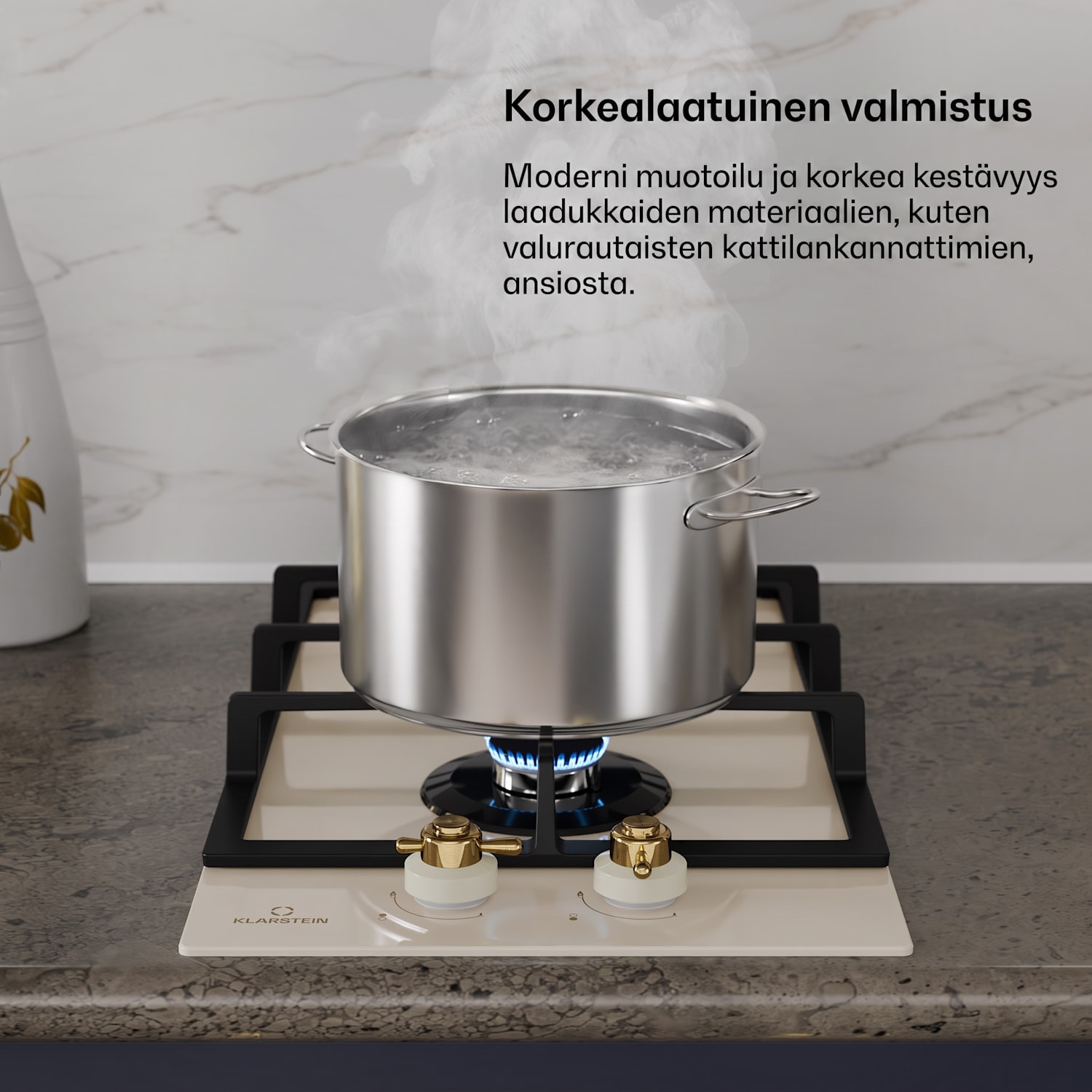 Victoria Domino kaasuliesi 2-polttimolla Sabaf-polttimet lasikeramiikka retrotyyli 30 cm | Lasi | Kerma