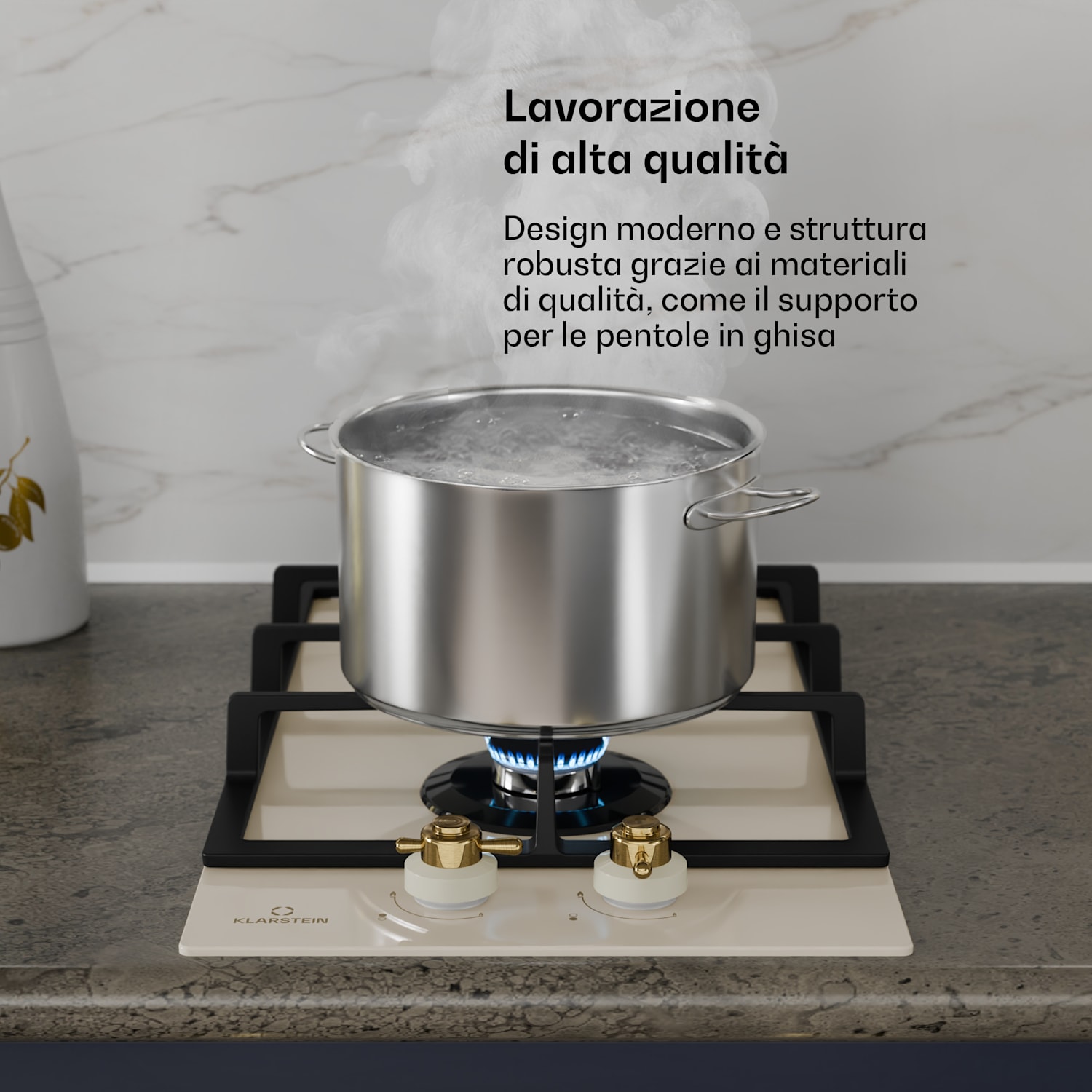 Piano cottura Victoria Domino 2 fuochi Sabaf Vetroceramica Look rétro  30 cm | Vetro | Crema