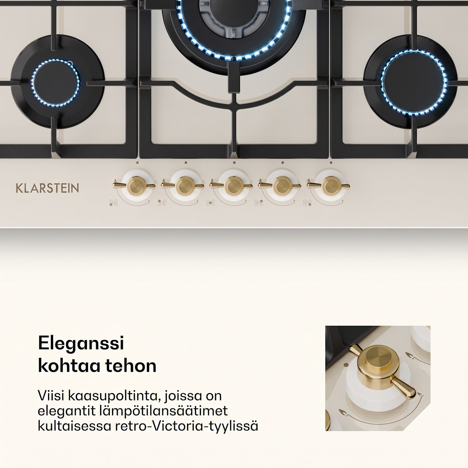 Victoria 5 kaasuliesi 5-liekkinen Sabaf-polttimet keraaminen retro-look 75 cm | Lasi | Kerma