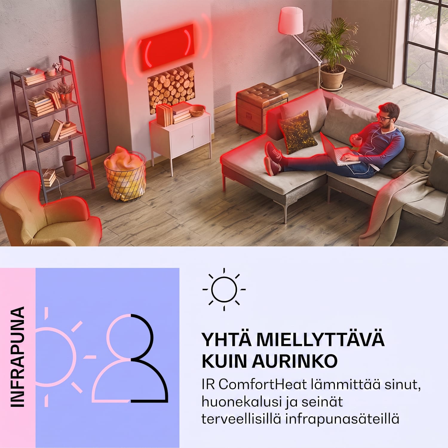 Wondersky infrapunalämmitin kattoon 350 W 60 x 6,5 x 60 cm (leveys x korkeus x syvyys)  IP44 350 W | Yksi paneeli