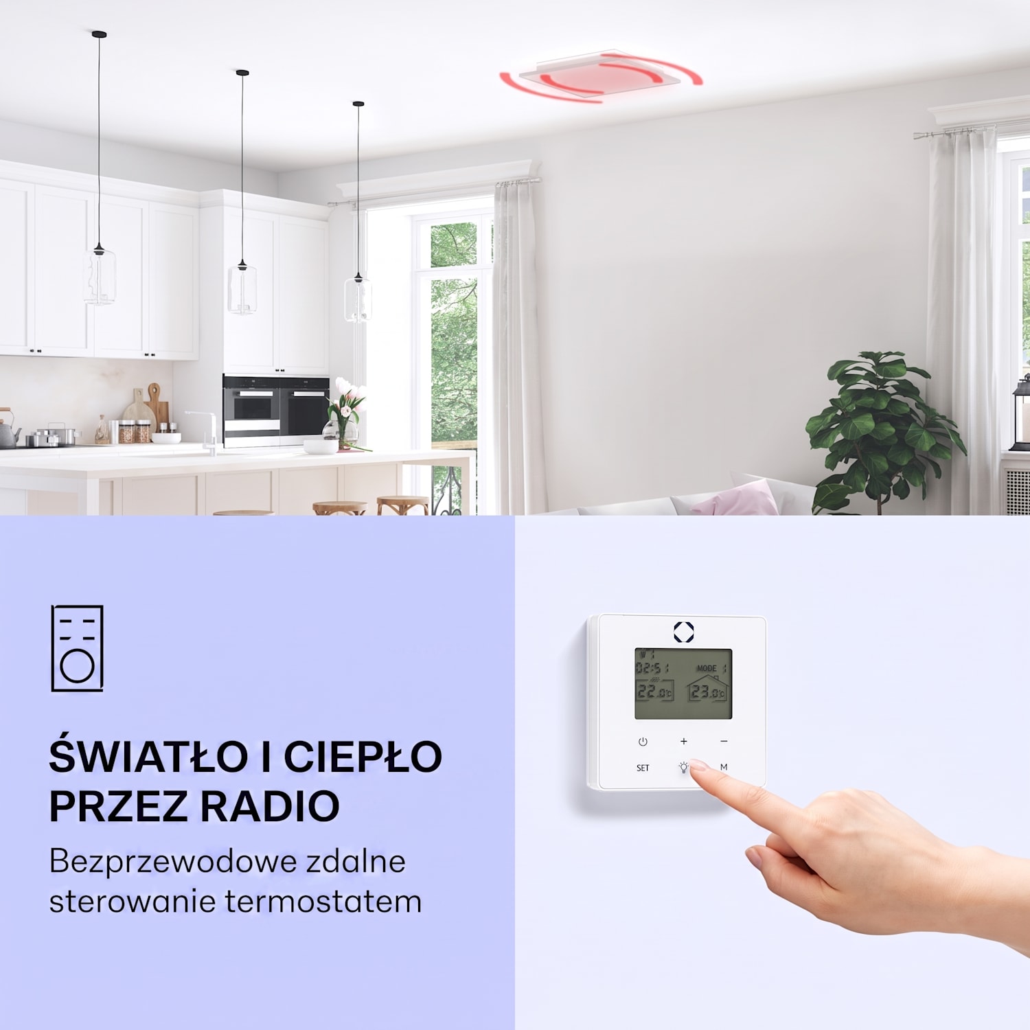 Wondersky, sufitowy panel grzewczy na podczerwień, grzejnik, 350 W, 60 x 6,5 x 60 cm, IP44 350 W | Pojedynczy panel