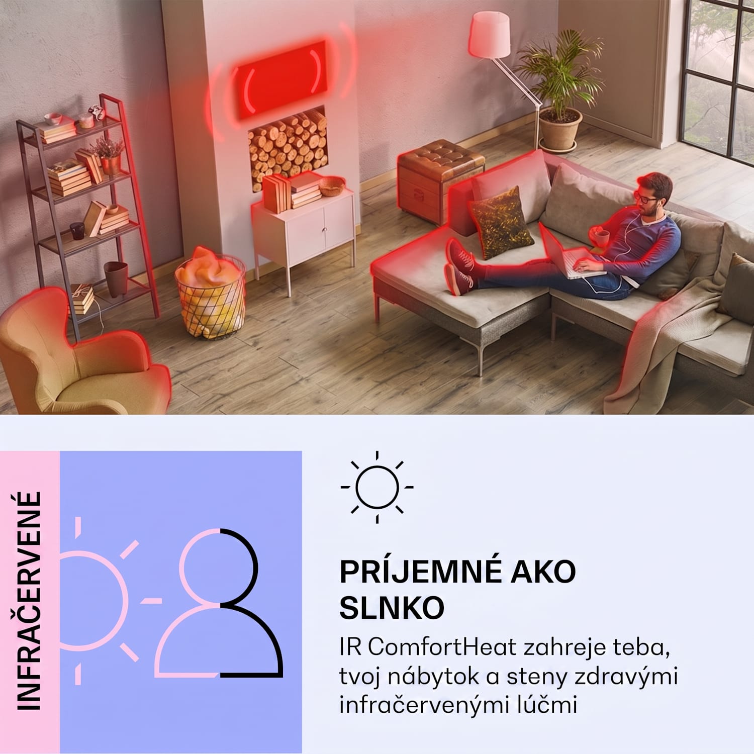 Wondersky, infračervený stropný ohrievač, 60 x 6,5 x 60 cm (ŠxVxH), 350 W, IP44 350 W | Jeden panel