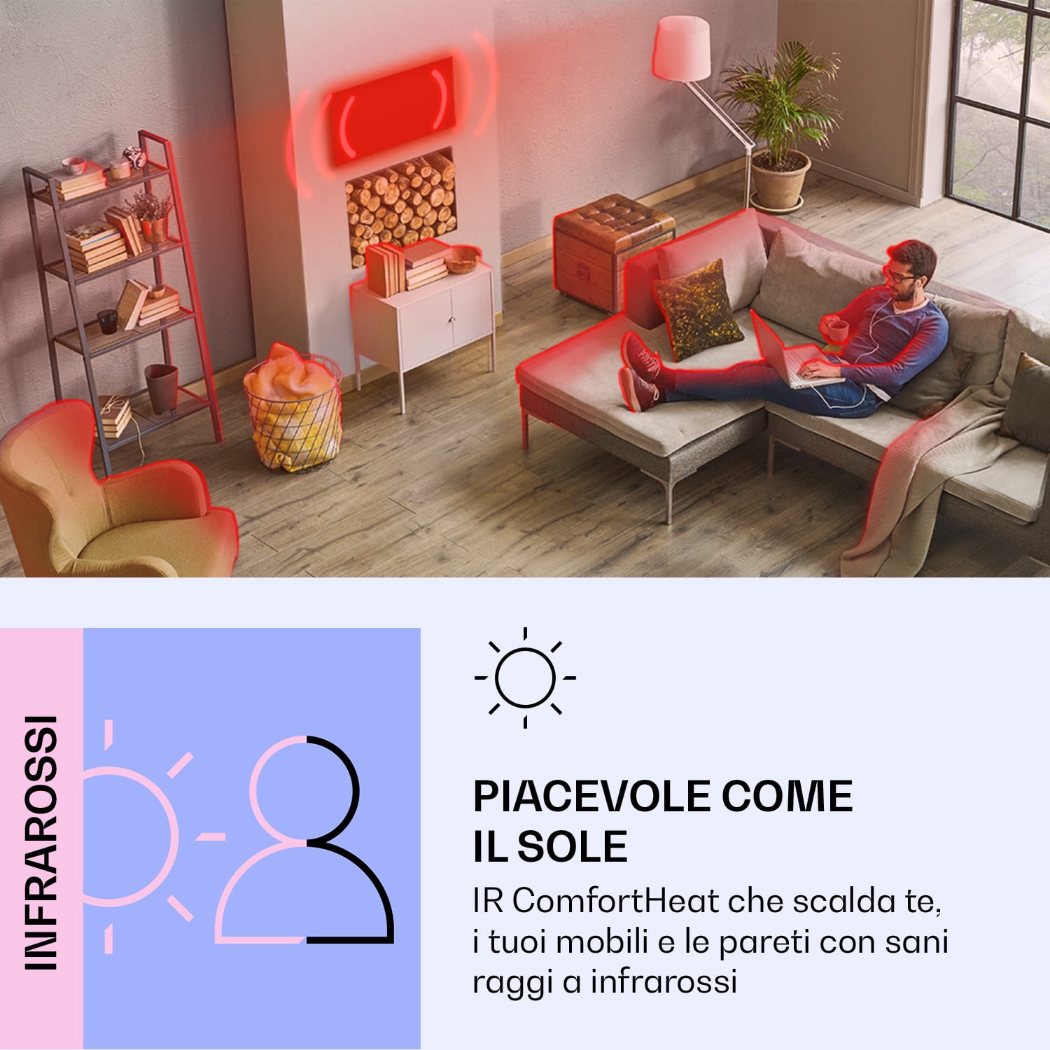 Wondersky - Pannello riscaldante a infrarossi da soffitto, set da 2 pz., 350 W, 60 x 6,5 x 60 cm (LxAxP) IP44 350 W | Pannello doppio