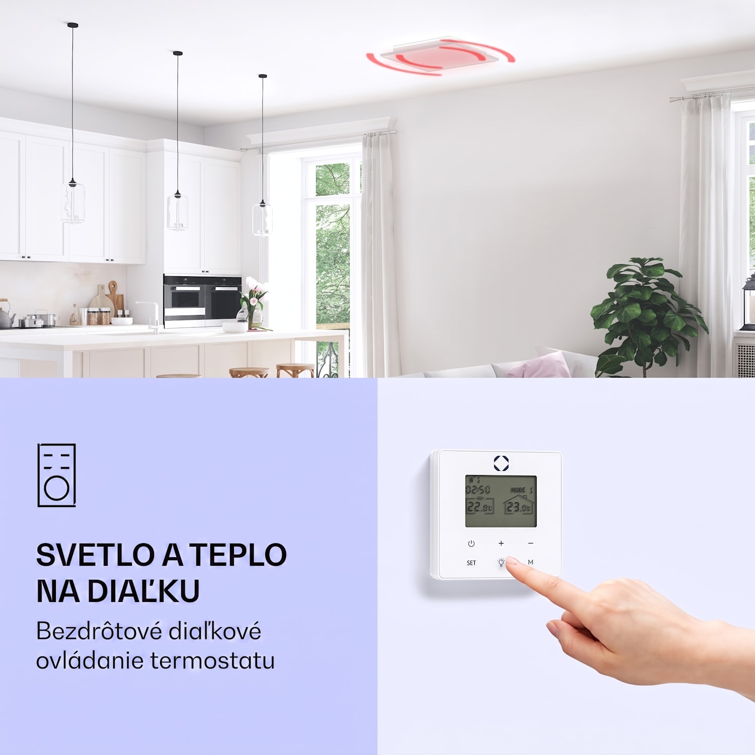 Wondersky, infračervený stropný ohrievač, súprava 2 ohrievačov, 60 x 6,5 x 60 cm (Š x V x H), 350 W, IP44 350 W | Dvojpanel