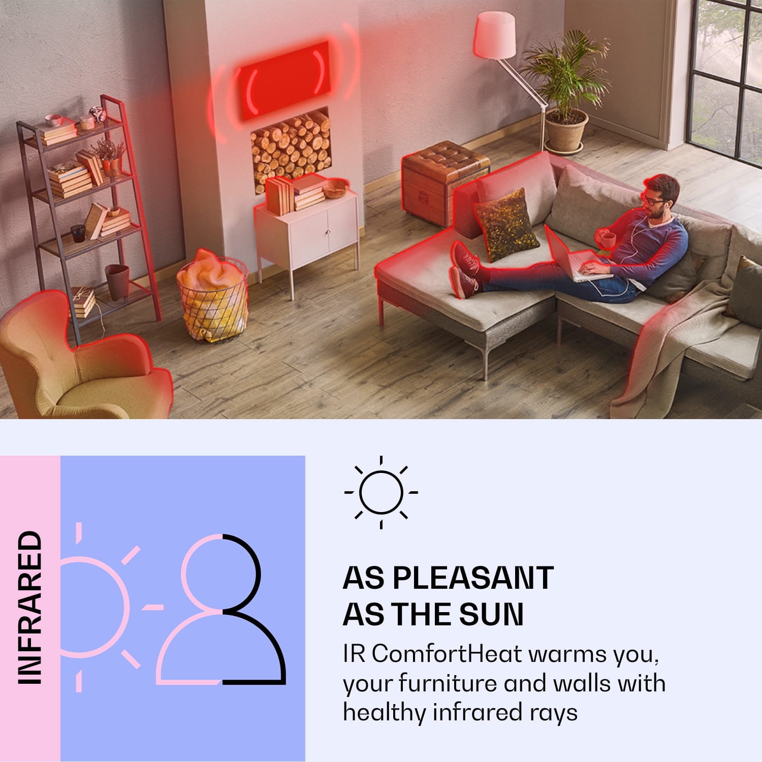 Wondersky Ceiling Infrared Radiant Heater 2-Pc Set 350W 60 x 6.5 x 60 cm (WxHxD)  IP44 350 W | Double Panel