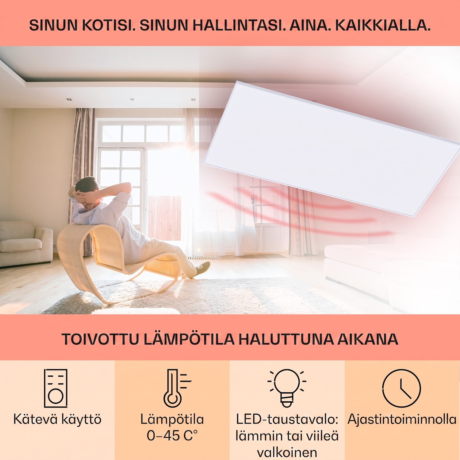 Wondersky infrapunalämmitin kattoon 700 W 60 x 6 x 120 cm (leveys x korkeus x syvyys)  IP44 700 W | Yksi paneeli