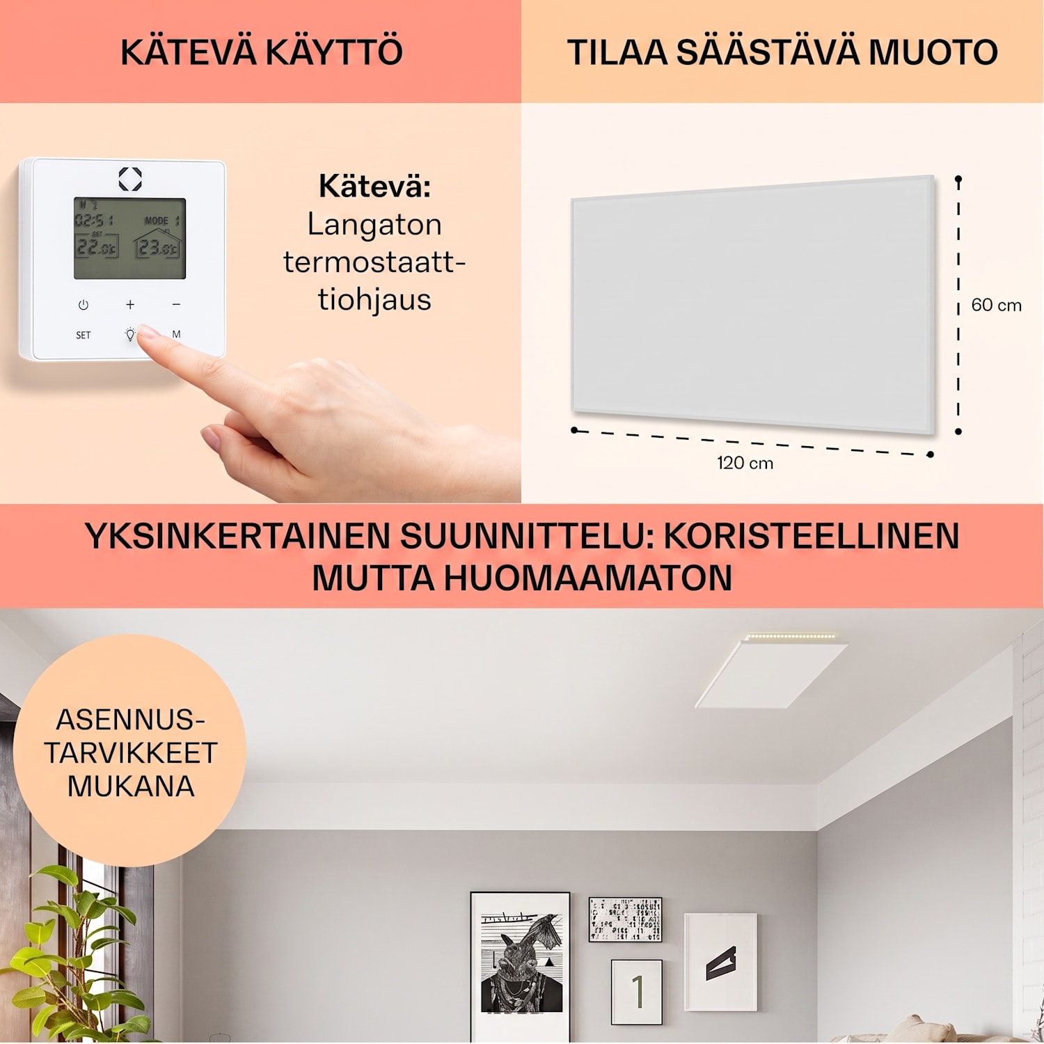 Wondersky infrapunalämmitin kattoon 700 W 60 x 6 x 120 cm (leveys x korkeus x syvyys)  IP44 700 W | Yksi paneeli