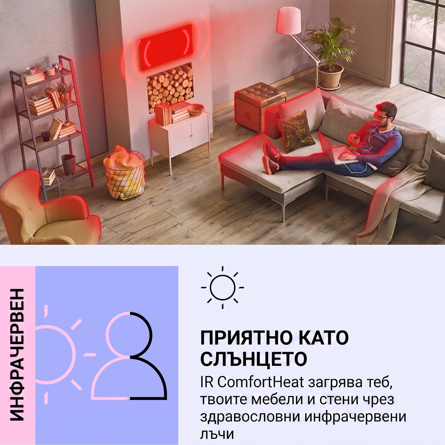 Wondersky, таванен инфрачервен отоплител, компелкт от 2 отоплителя, 700 W, 60 x 6, x 120 см (Ш x В x Д), IP44 700 W | Двоен панел