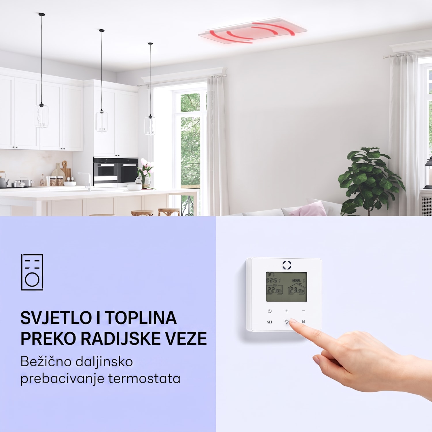 Wondersky, stropni infracrveni grijač, set od 2 grijača, 700W, 60 x 6 x 120 cm (Š x V x D), IP44 700 W | Dvostruka ploča