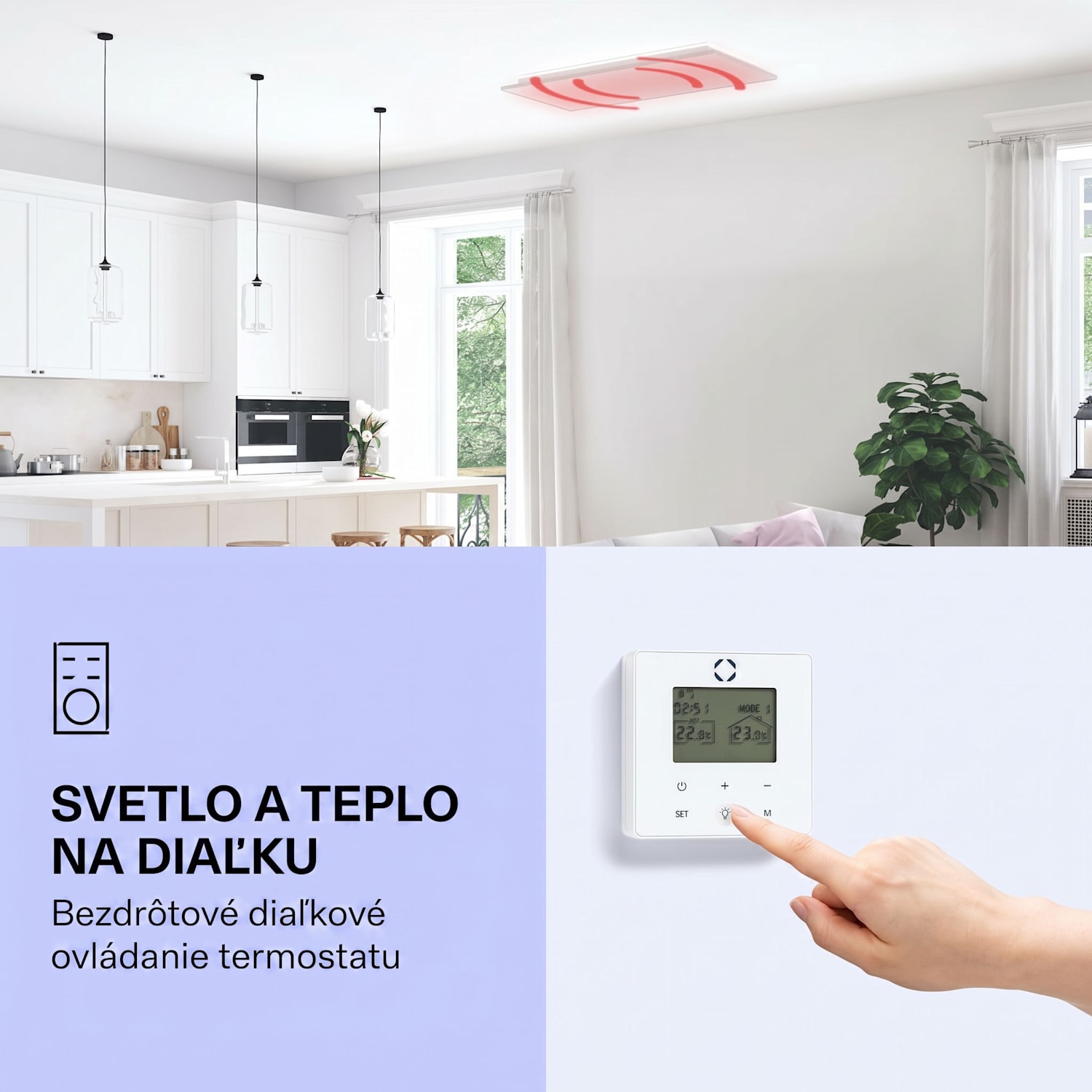 Wondersky, infračervený stropný ohrievač, súprava 2 ohrievačov, 60 x 6 x 120 cm (Š x V x H), 700W, IP44 700 W | Dvojpanel