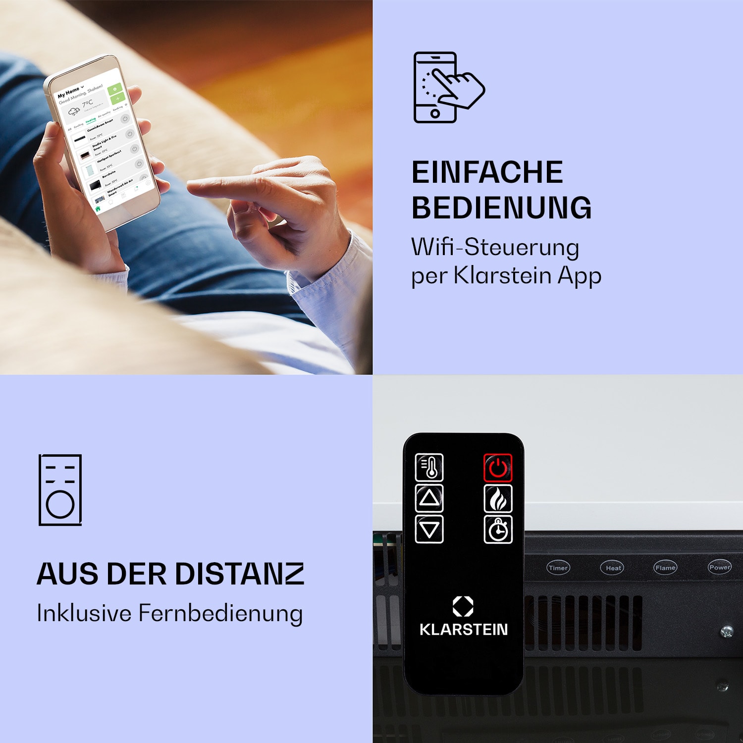 Studio Light & Fire 3 Smart Kamin 1000/2000W MDF WiFi-Steuerung Klassisch | Ja | Weiß