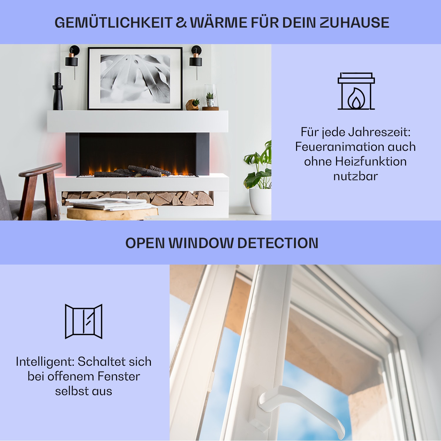 Studio Light & Fire 3 Smart Kamin 1000/2000W MDF WiFi-Steuerung Klassisch | Ja | Weiß