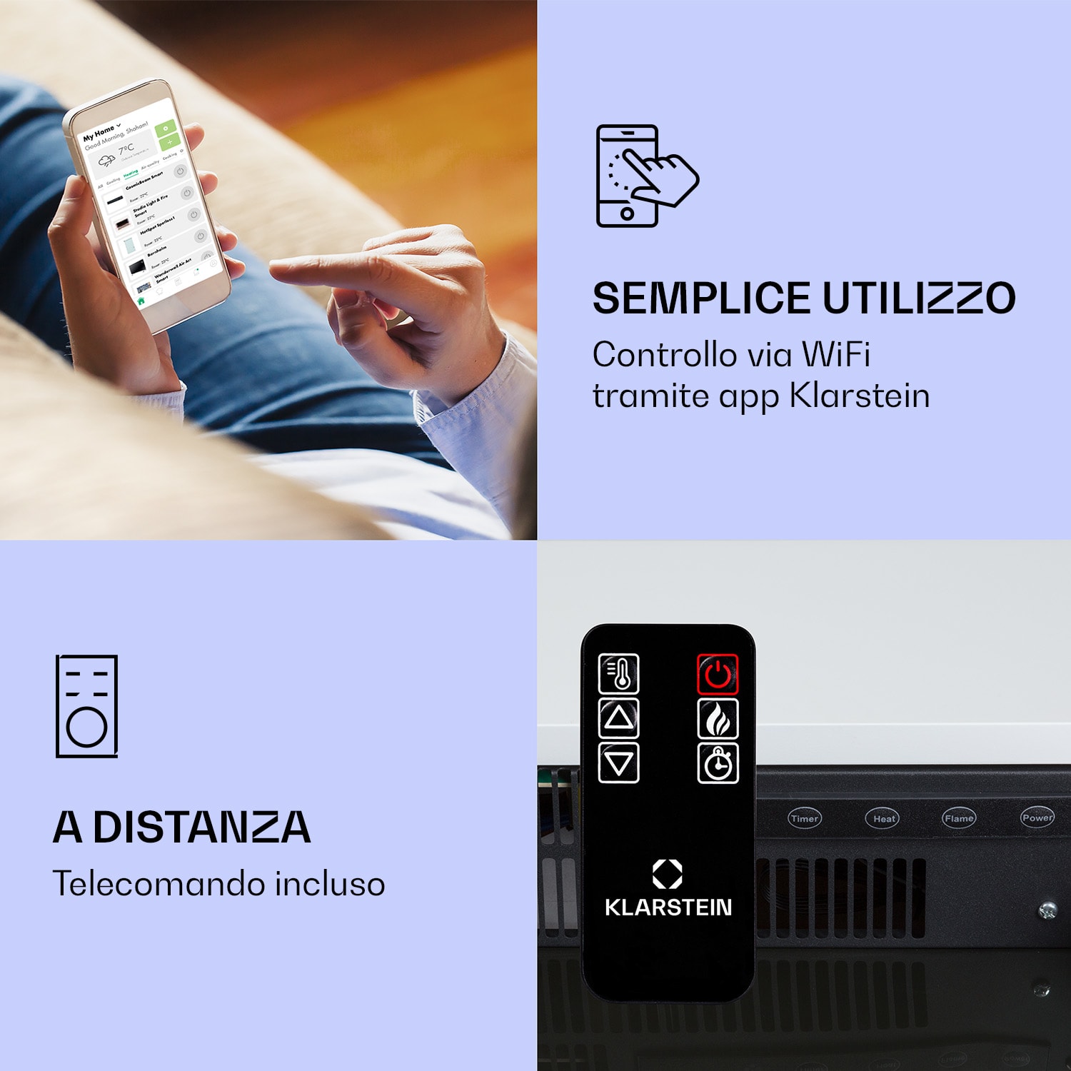 Studio Light & Fire 3 Smart - Camino 1000/2000 W, MDF, controllo tramite WiFi Classico | SÌ | Bianco