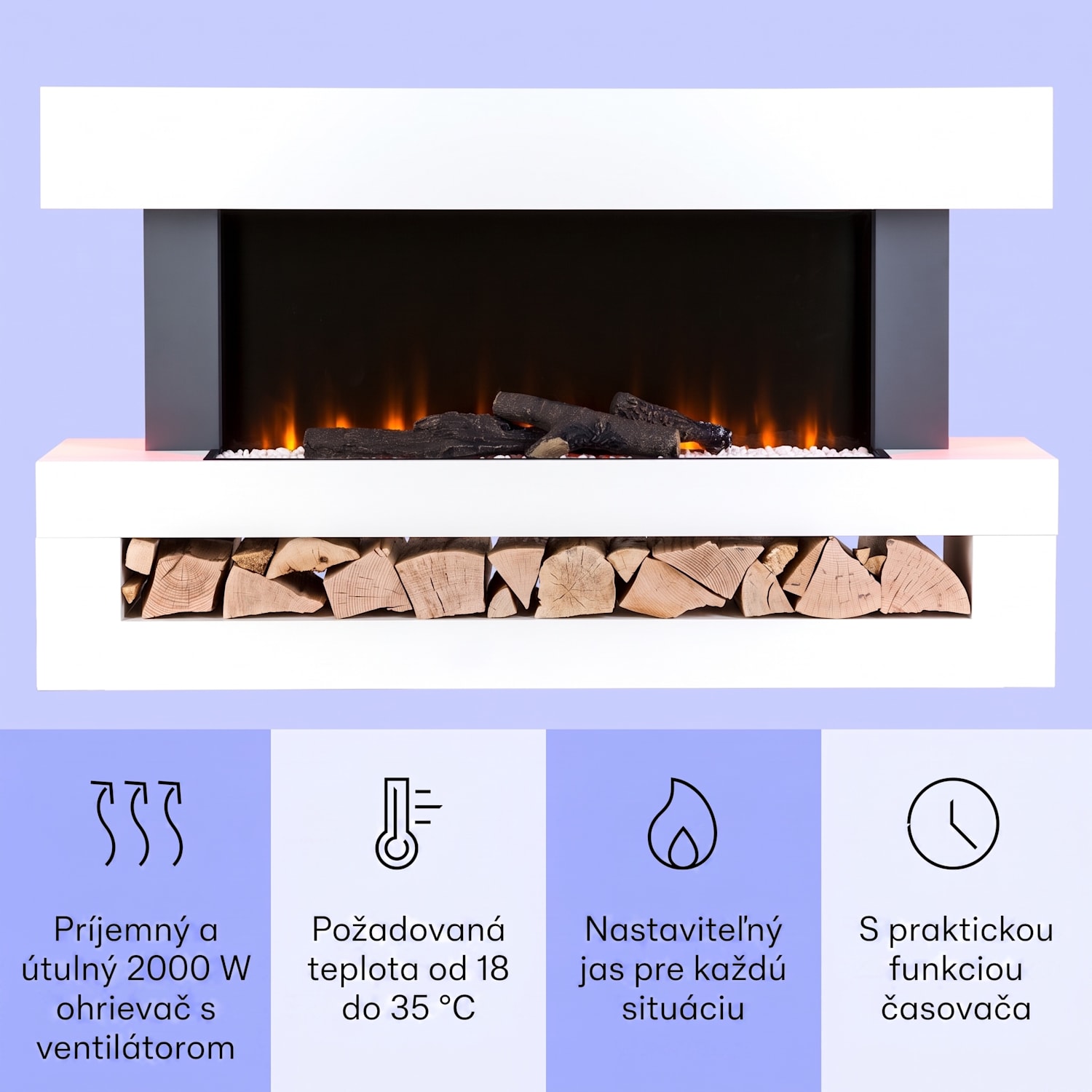 Studio Light & Fire 3 Smart, krb, 1000/2000 W, MDF, WiFi Control klasické | áno | Biela