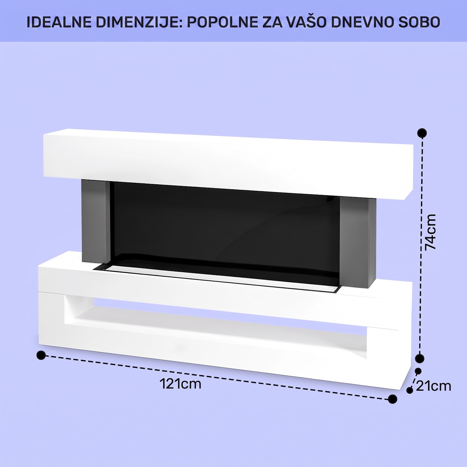 Studio Light & Fire 3 Smart, kamin, 1000/2000W, MDF, WiFi nadzor Klasična | ja | Bela