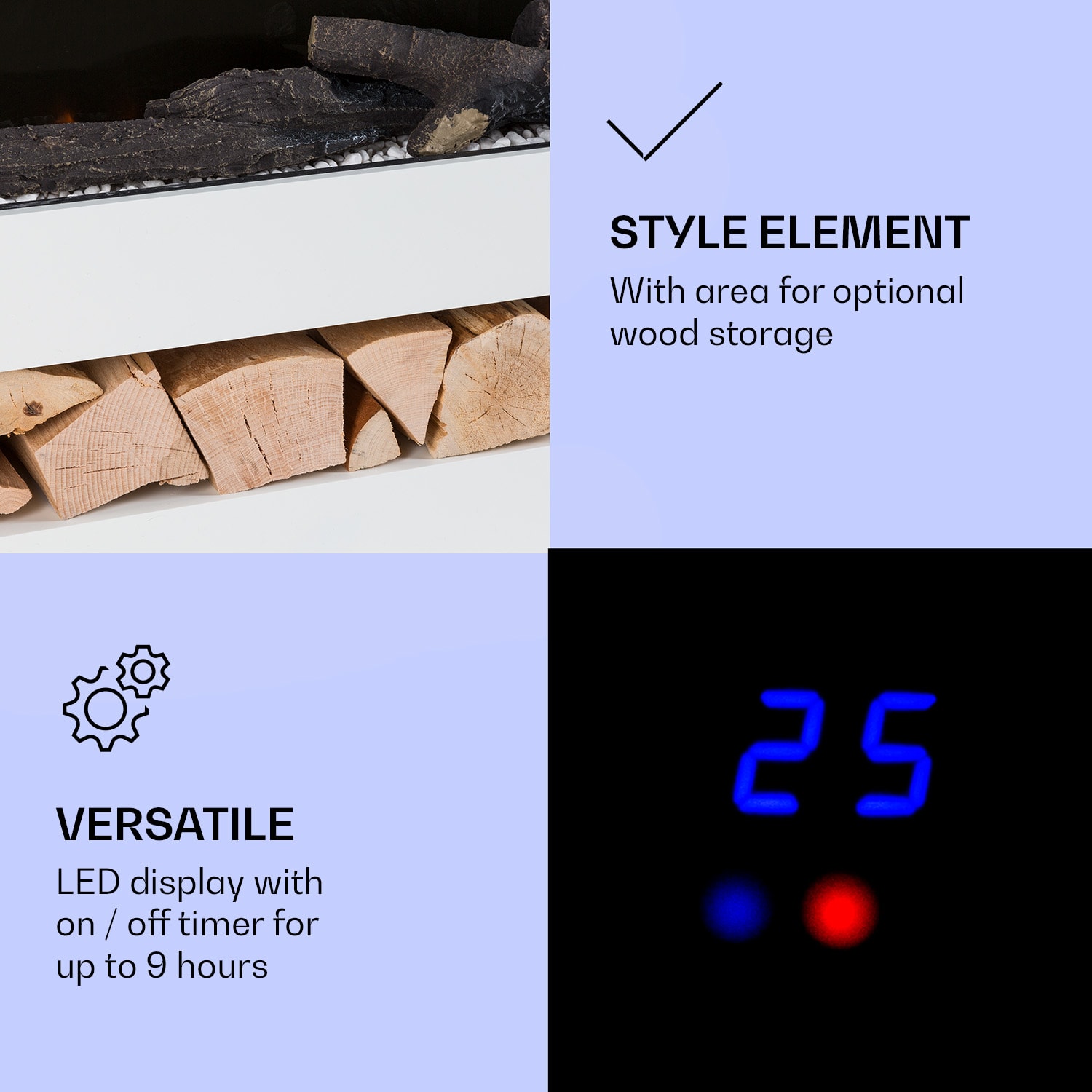 Studio Light & Fire 3 Smart, krb, 1000/2000 W, MDF, WiFi Control klasické | áno | Biela