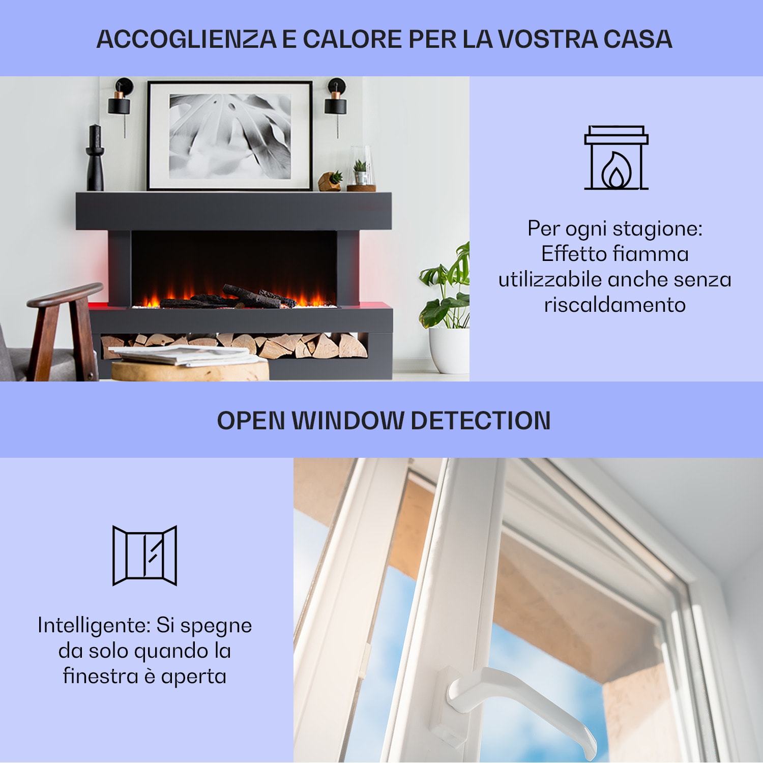 Studio Light & Fire 3 Smart - Camino 1000/2000 W, MDF, controllo tramite WiFi Classico | SÌ | Grigio scuro