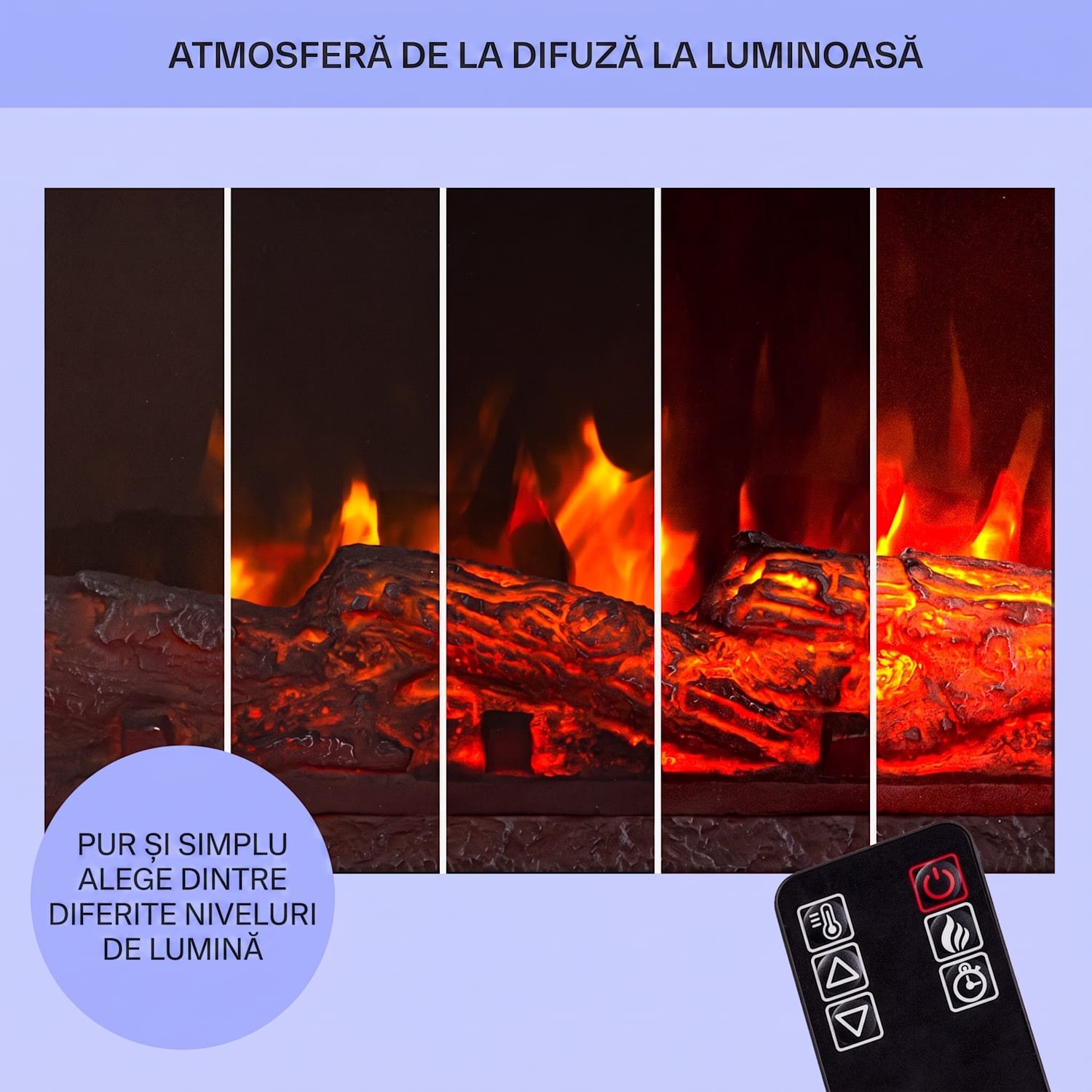 Studio Light & Fire 3 Smart, Șemineu, 1000 / 2000 W, MDF, WiFi Control 