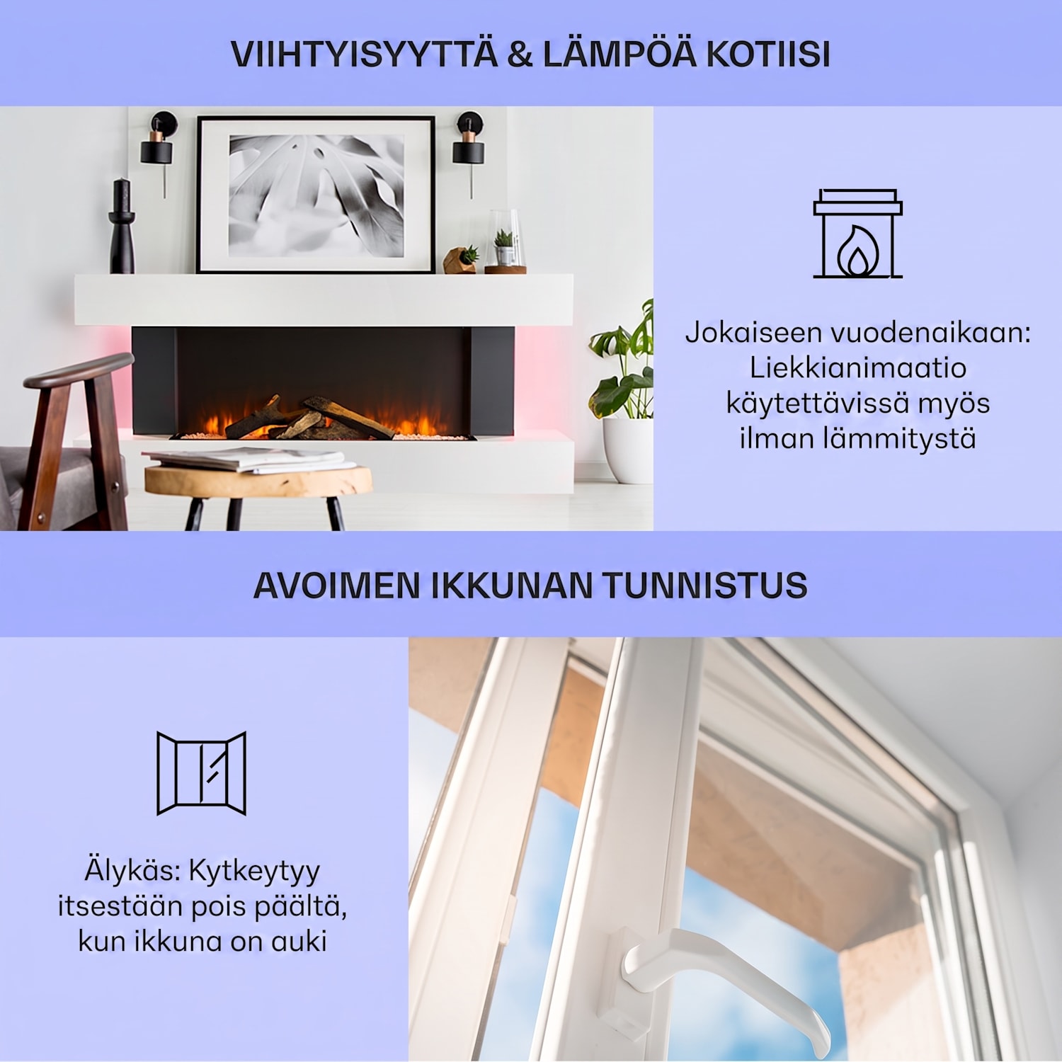 Studio Light & Fire 1 Smart -takka 1000/2000 W MDF WiFi-ohjaus Klassinen | ei | Valkoinen