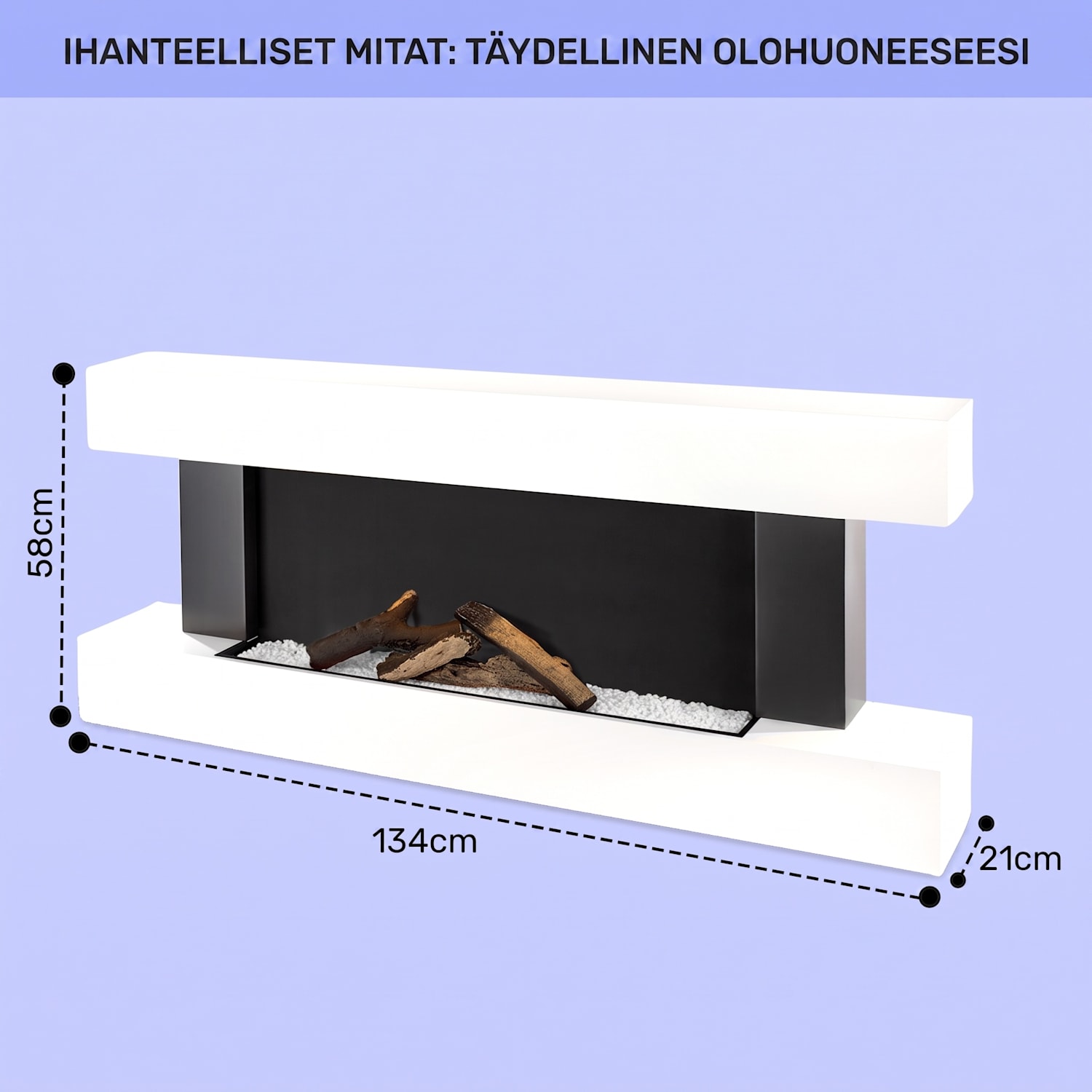 Studio Light & Fire 1 Smart -takka 1000/2000 W MDF WiFi-ohjaus Klassinen | ei | Valkoinen