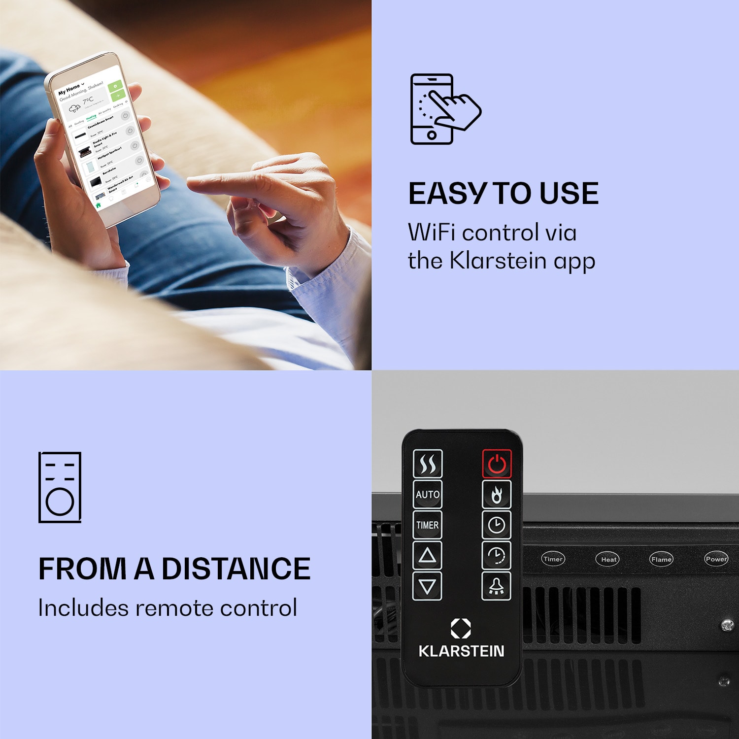 Studio Light & Fire 1 Smart haard 1000/ 2000W MDF wifi-bediening 