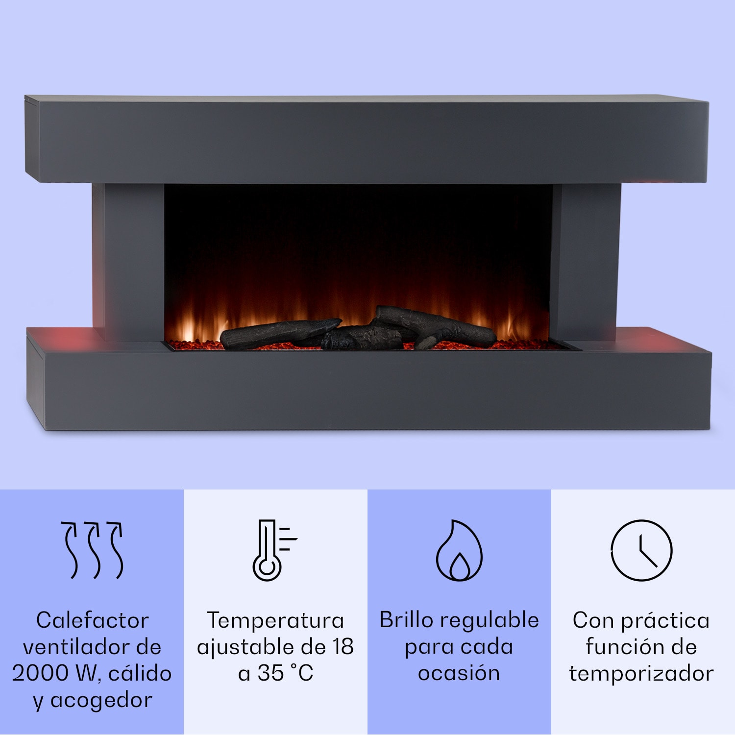 Studio Light & Fire 1 Smart Fireplace 1000/2000W MDF Control WiFi 