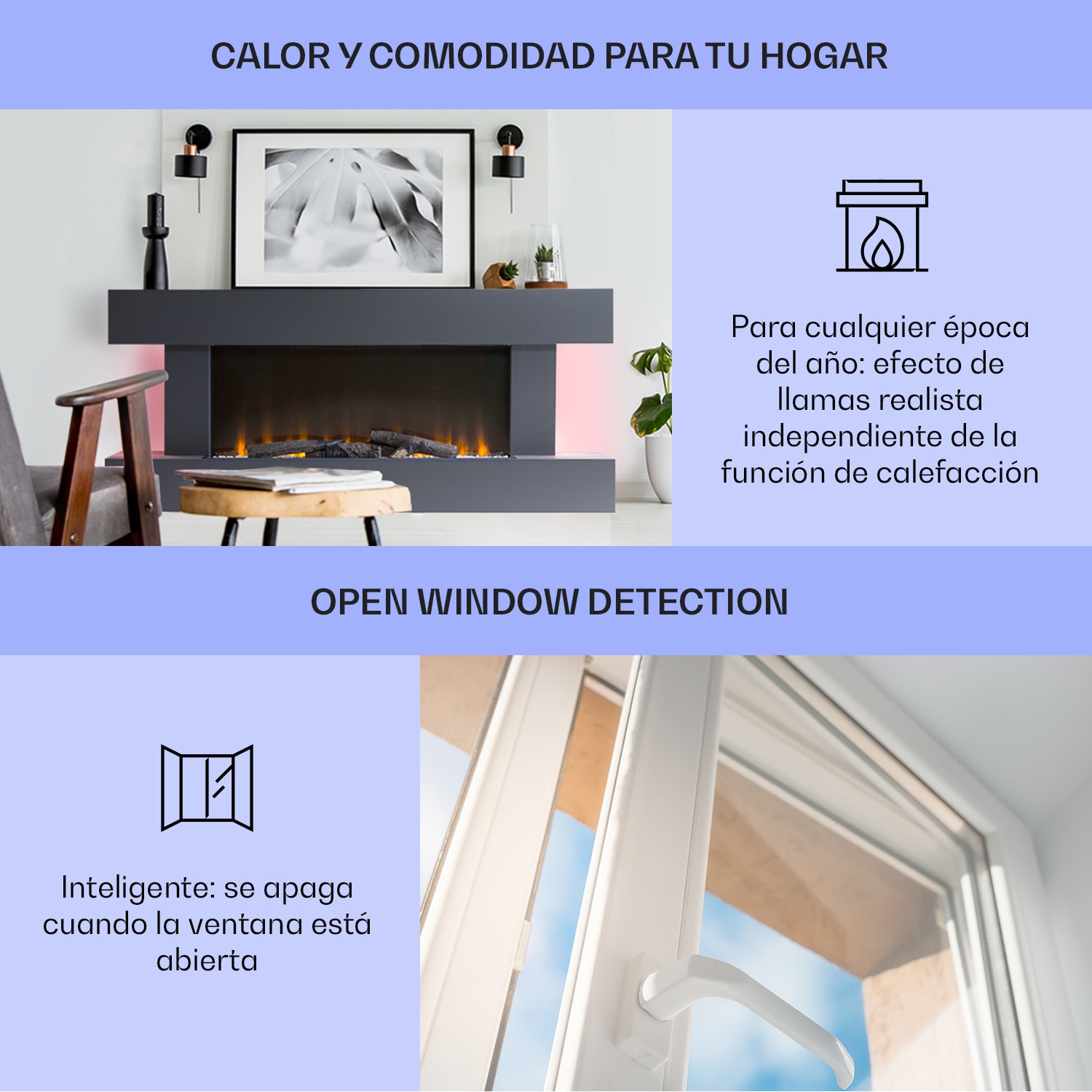 Studio Light & Fire 1 Smart Fireplace 1000/2000W MDF Control WiFi 